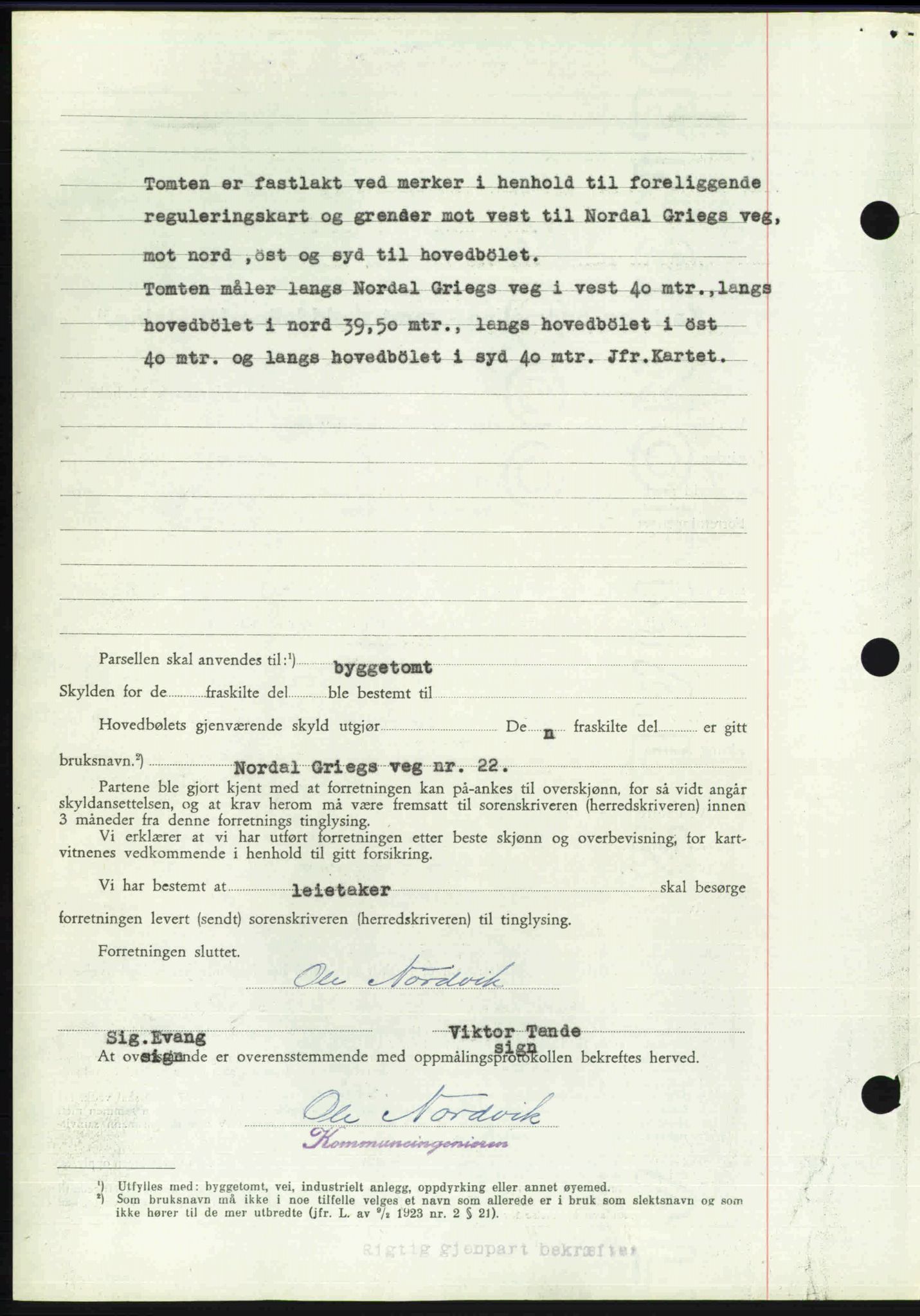 Toten tingrett, SAH/TING-006/H/Hb/Hbc/L0020: Mortgage book no. Hbc-20, 1948-1948, Diary no: : 2922/1948