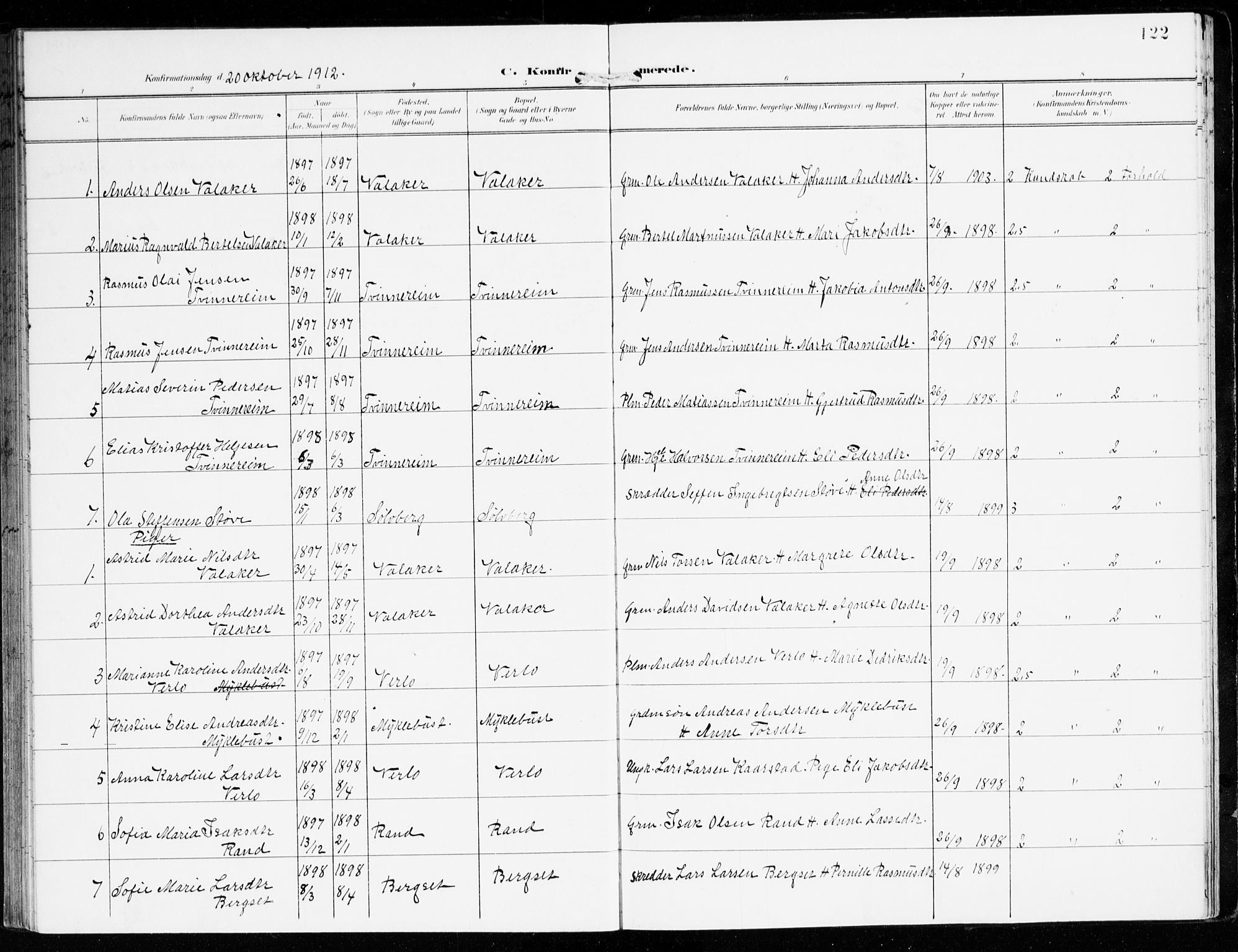 Innvik sokneprestembete, AV/SAB-A-80501: Parish register (official) no. D 2, 1900-1921, p. 122