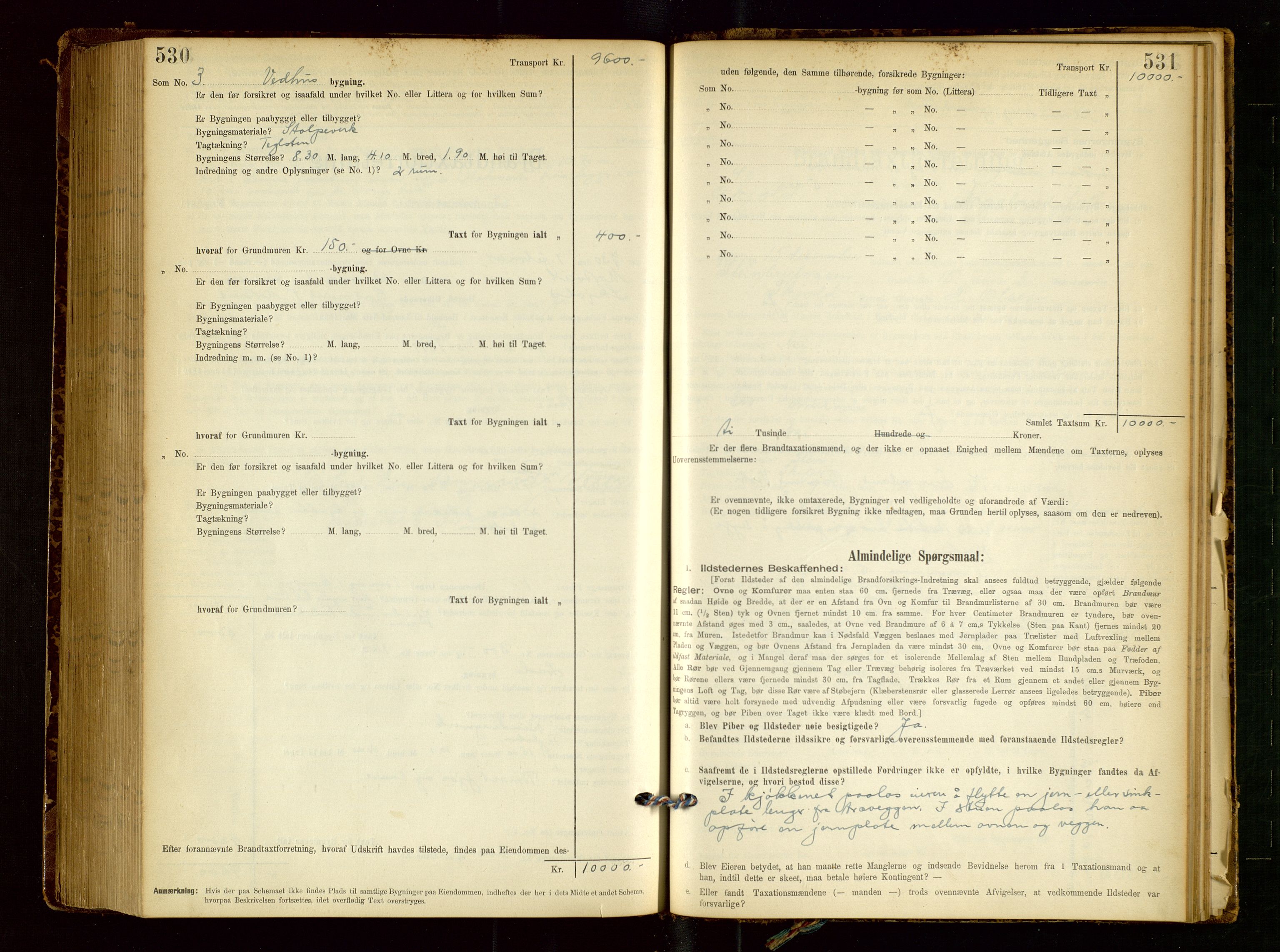 Skjold lensmannskontor, SAST/A-100182/Gob/L0001: "Brandtaxationsprotokol for Skjold Lensmandsdistrikt Ryfylke Fogderi", 1894-1939, p. 530-531