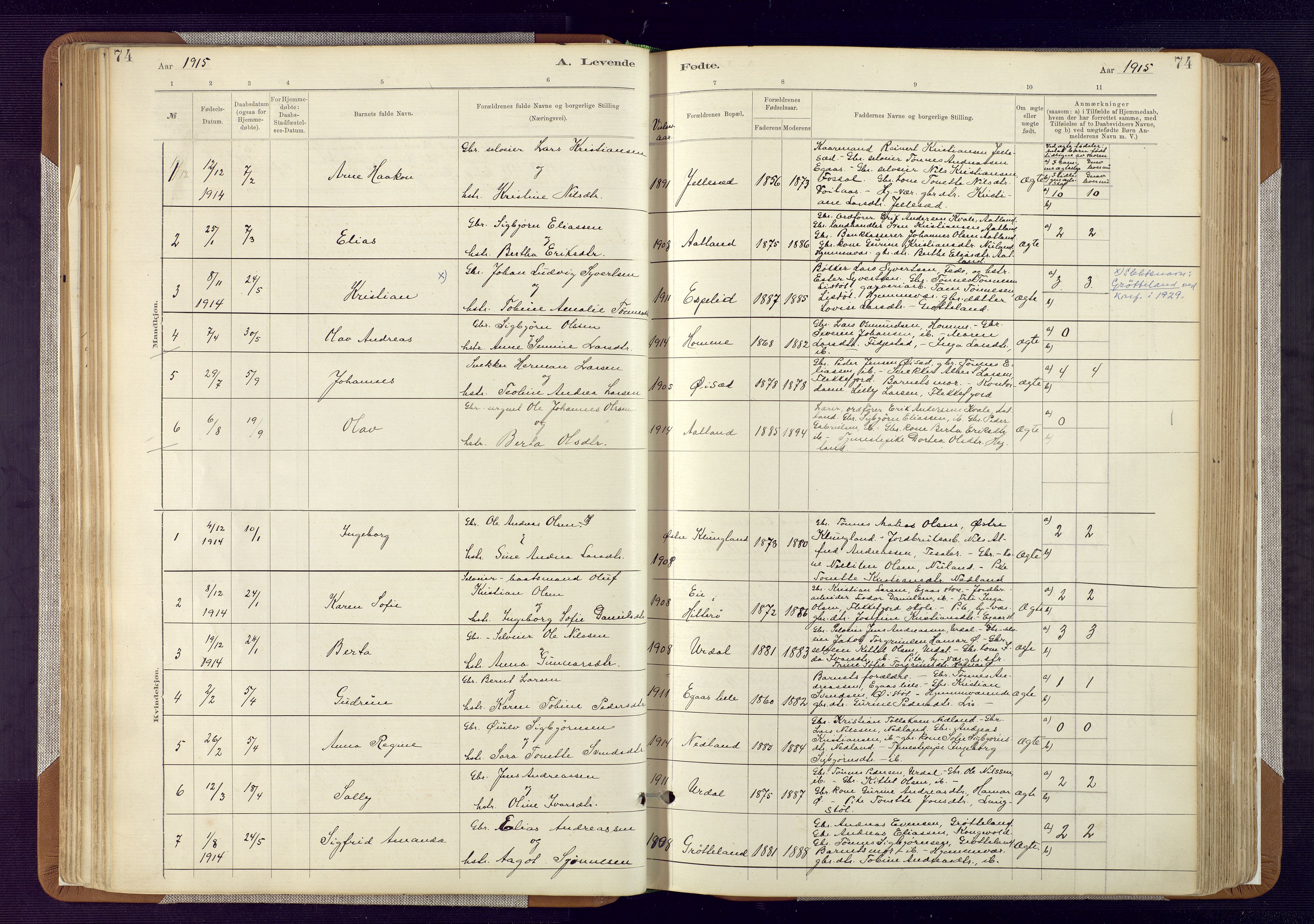 Bakke sokneprestkontor, SAK/1111-0002/F/Fa/Fab/L0003: Parish register (official) no. A 3, 1884-1921, p. 74