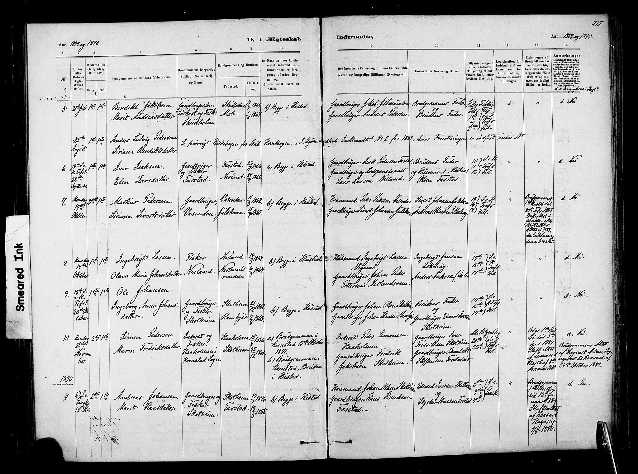 Ministerialprotokoller, klokkerbøker og fødselsregistre - Møre og Romsdal, AV/SAT-A-1454/567/L0778: Parish register (official) no. 567A01, 1881-1903, p. 215