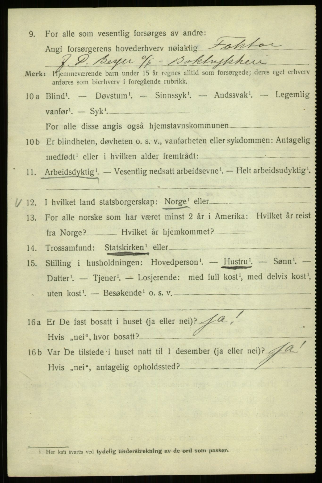 SAB, 1920 census for Bergen, 1920, p. 247418