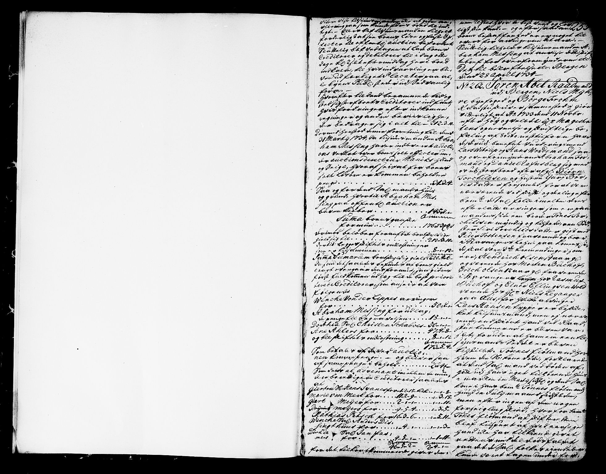 Byfogd og Byskriver i Bergen, SAB/A-3401/06/06C/L0002b: Skifteprotokoller, 1734-1737, p. 253a