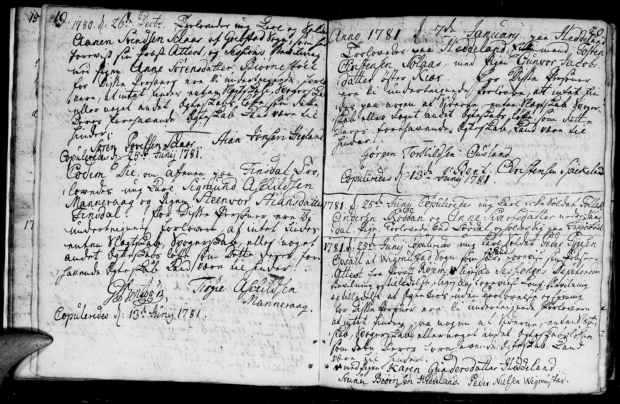 Holum sokneprestkontor, SAK/1111-0022/F/Fa/Fac/L0001: Parish register (official) no. A 1, 1773-1820, p. 19-20