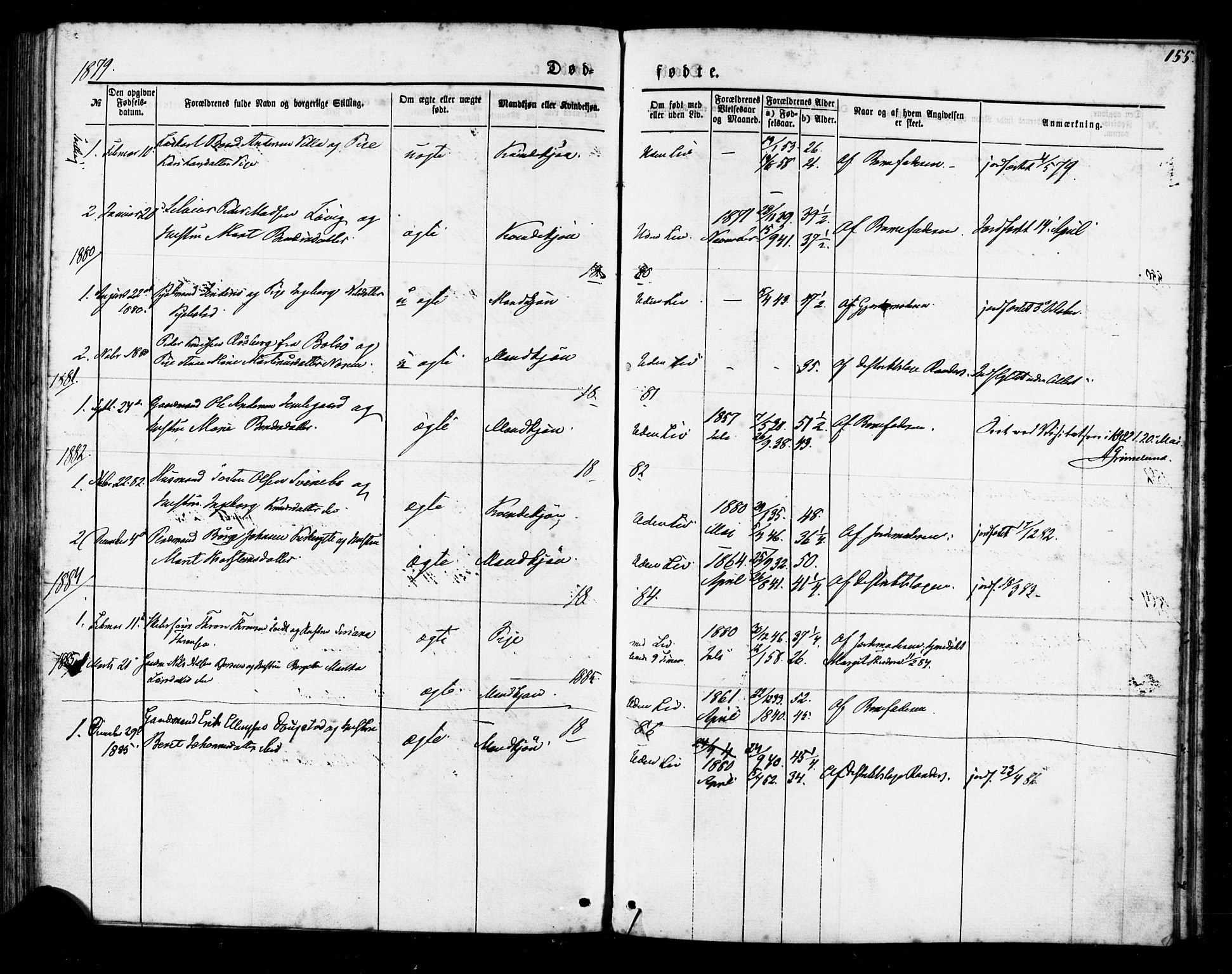 Ministerialprotokoller, klokkerbøker og fødselsregistre - Møre og Romsdal, SAT/A-1454/541/L0545: Parish register (official) no. 541A02, 1872-1886, p. 155