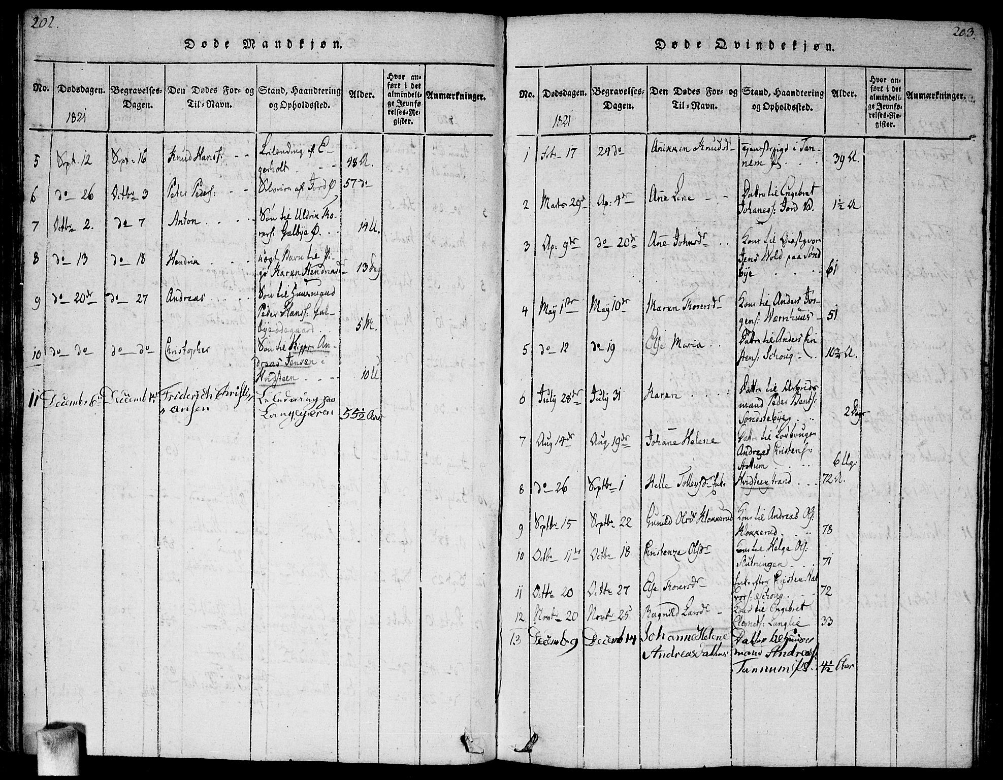 Vestby prestekontor Kirkebøker, SAO/A-10893/G/Ga/L0001: Parish register (copy) no. I 1, 1814-1827, p. 202-203