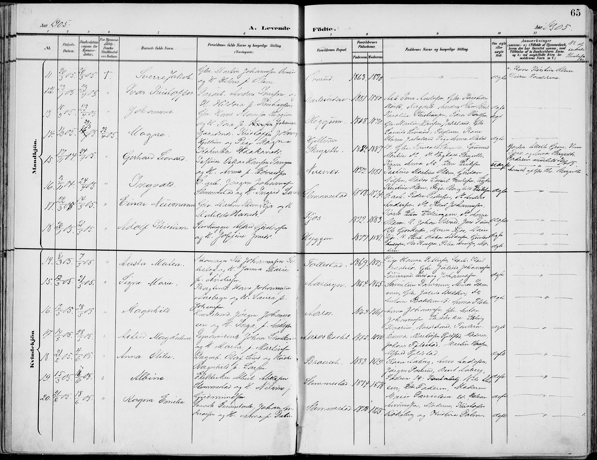 Røyken kirkebøker, AV/SAKO-A-241/F/Fa/L0009: Parish register (official) no. 9, 1898-1911, p. 65