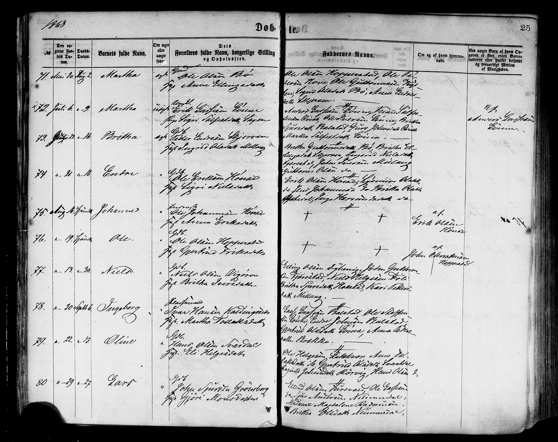 Vik sokneprestembete, AV/SAB-A-81501/H/Haa/Haaa/L0009: Parish register (official) no. A 9, 1866-1877, p. 25