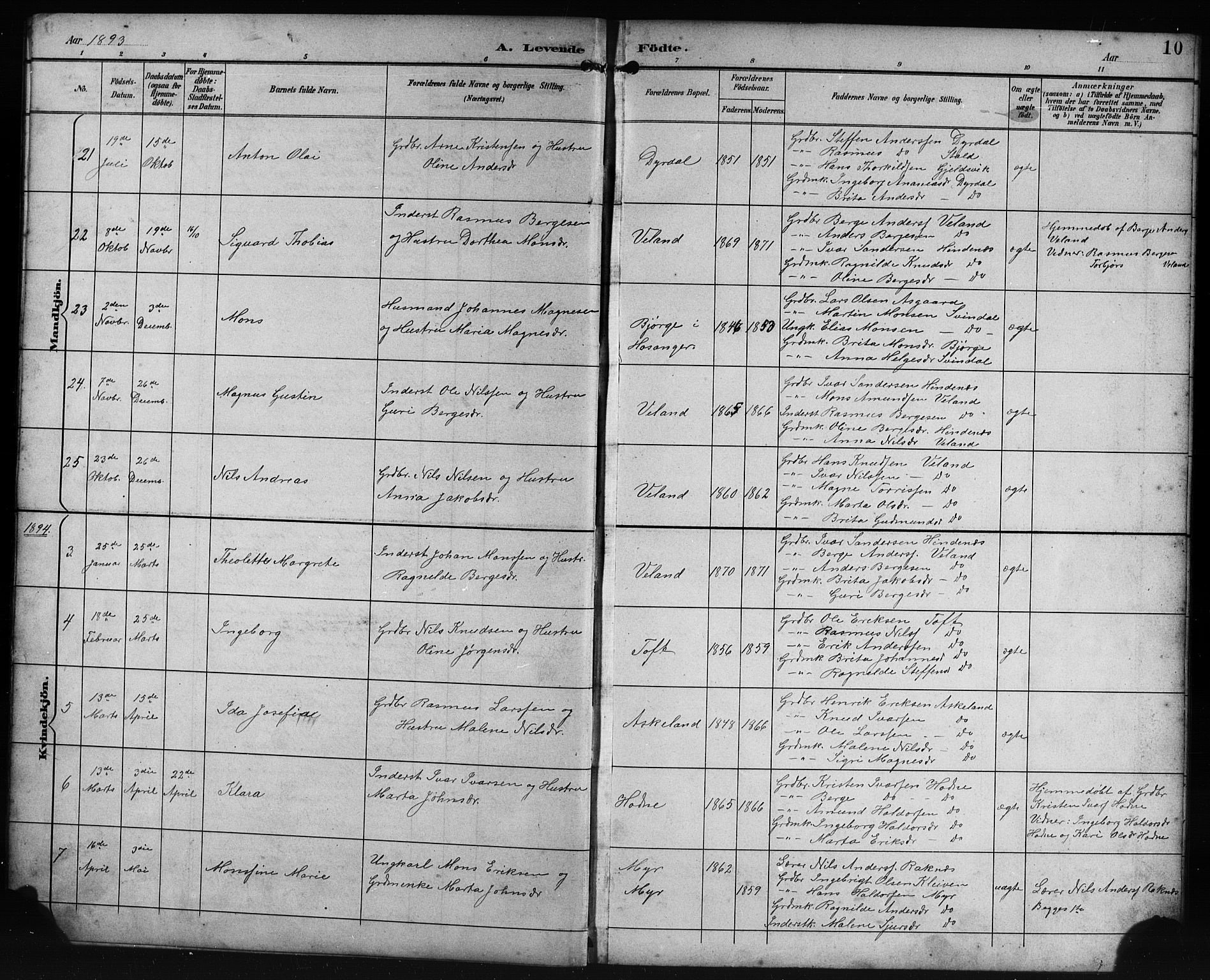 Lindås Sokneprestembete, SAB/A-76701/H/Hab: Parish register (copy) no. E 3, 1892-1905, p. 10