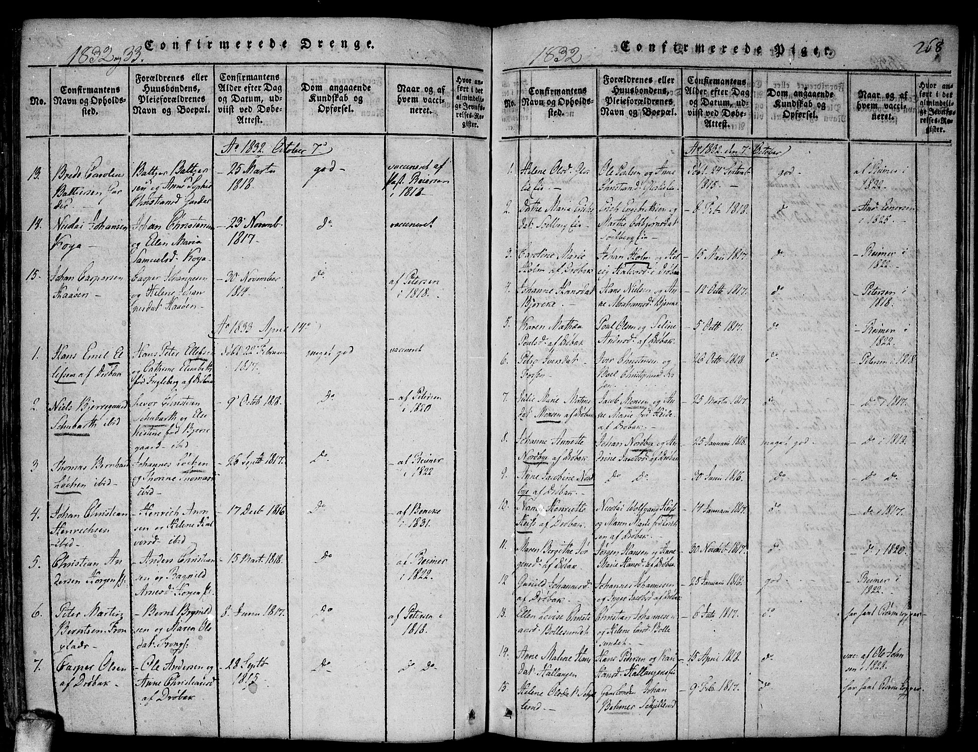 Drøbak prestekontor Kirkebøker, SAO/A-10142a/F/Fa/L0001: Parish register (official) no. I 1, 1816-1842, p. 268