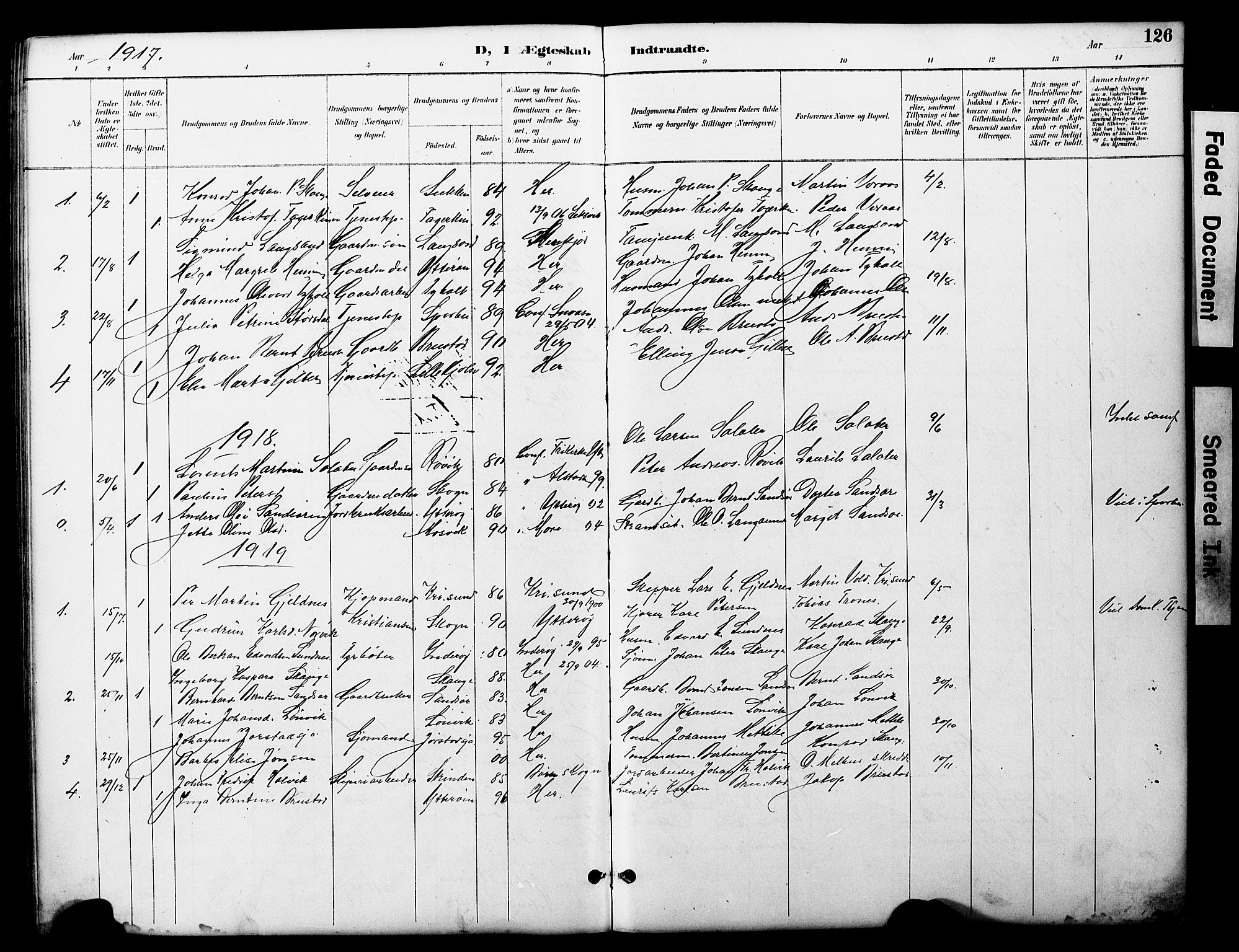 Ministerialprotokoller, klokkerbøker og fødselsregistre - Nord-Trøndelag, SAT/A-1458/722/L0226: Parish register (copy) no. 722C02, 1889-1927, p. 126