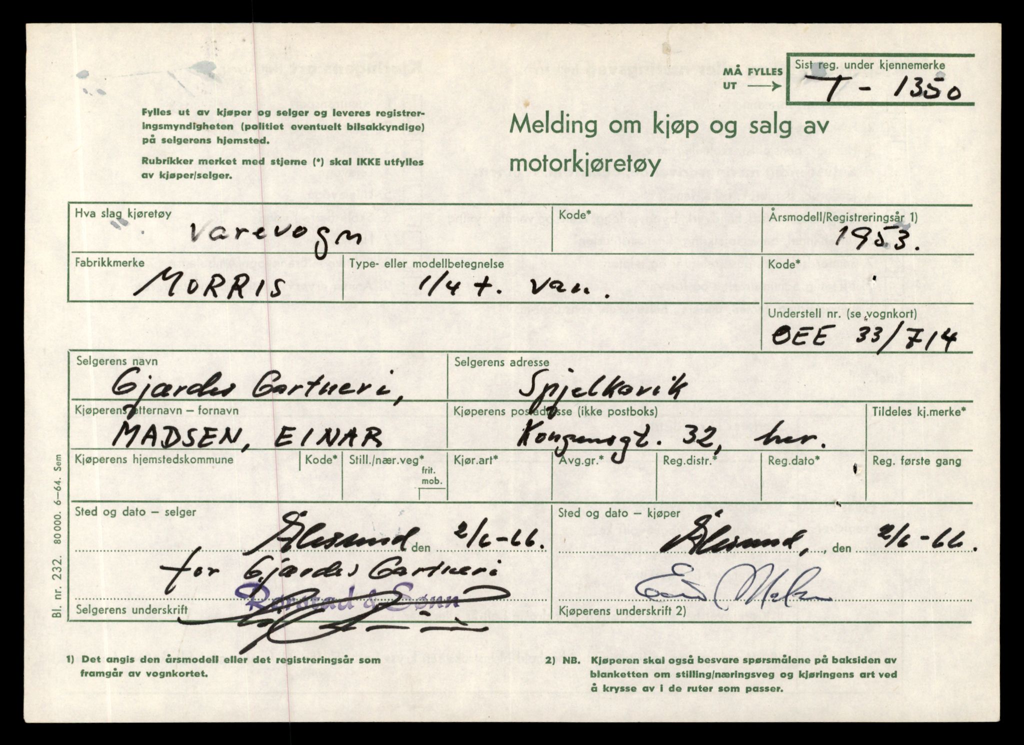 Møre og Romsdal vegkontor - Ålesund trafikkstasjon, SAT/A-4099/F/Fe/L0012: Registreringskort for kjøretøy T 1290 - T 1450, 1927-1998, p. 1400