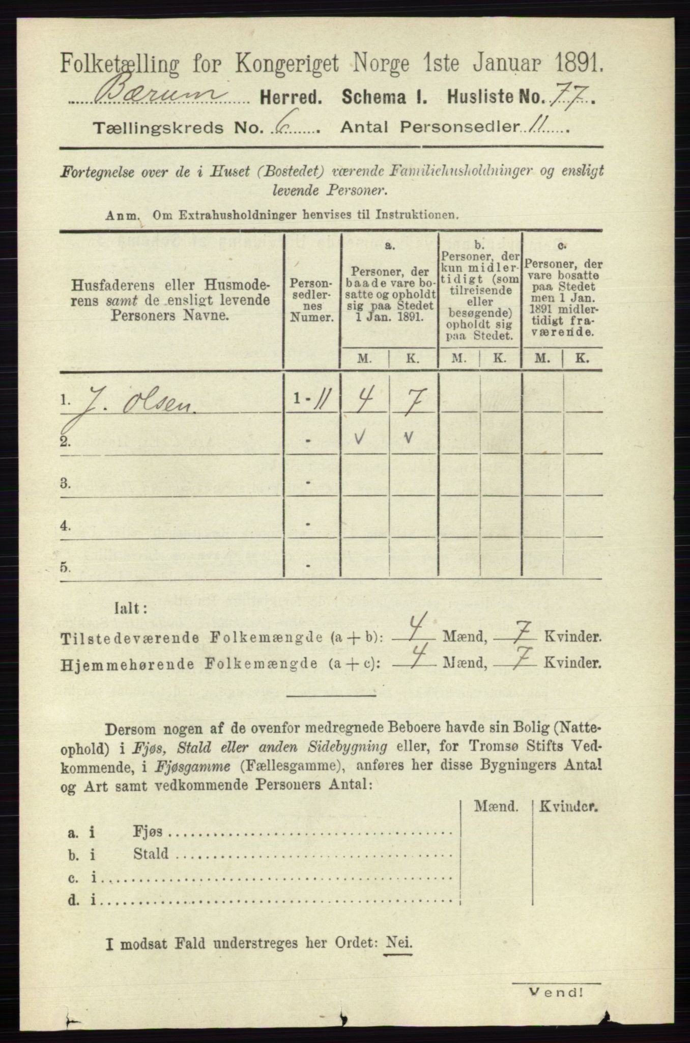 RA, 1891 census for 0219 Bærum, 1891, p. 3502