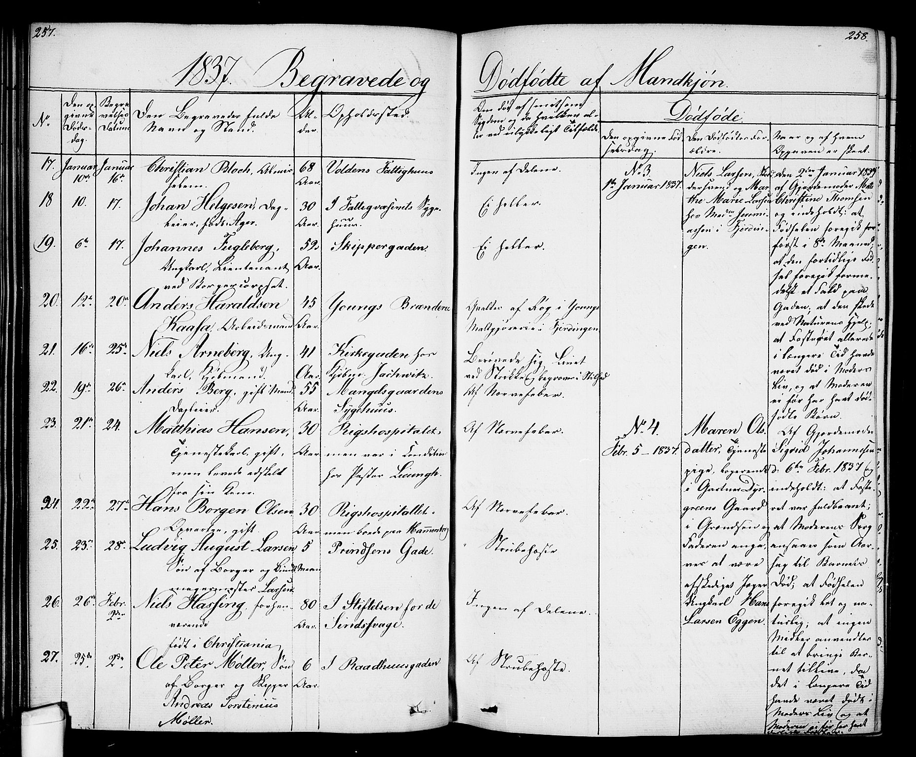 Oslo domkirke Kirkebøker, AV/SAO-A-10752/F/Fa/L0024: Parish register (official) no. 24, 1833-1846, p. 257-258