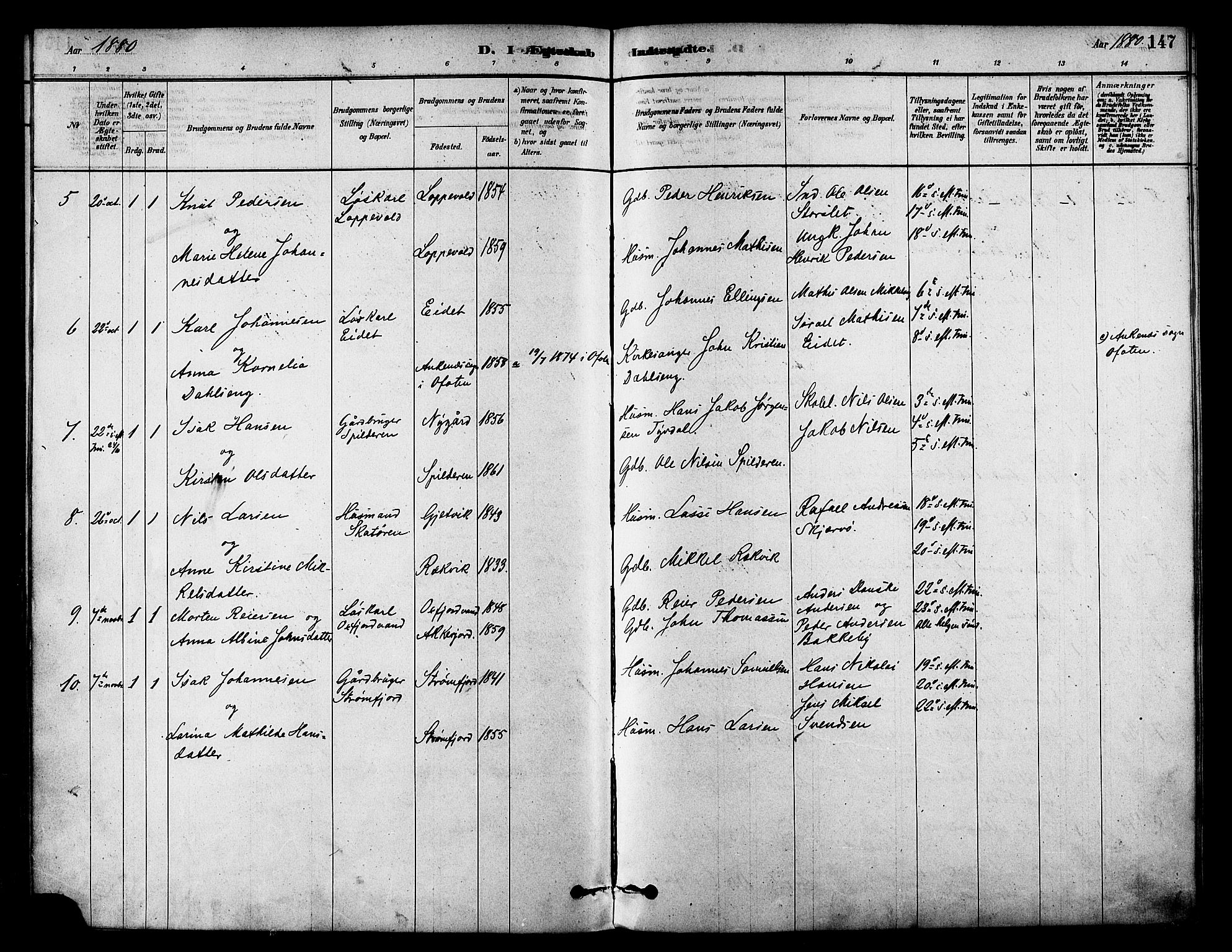 Skjervøy sokneprestkontor, SATØ/S-1300/H/Ha/Haa/L0009kirke: Parish register (official) no. 9, 1878-1887, p. 147