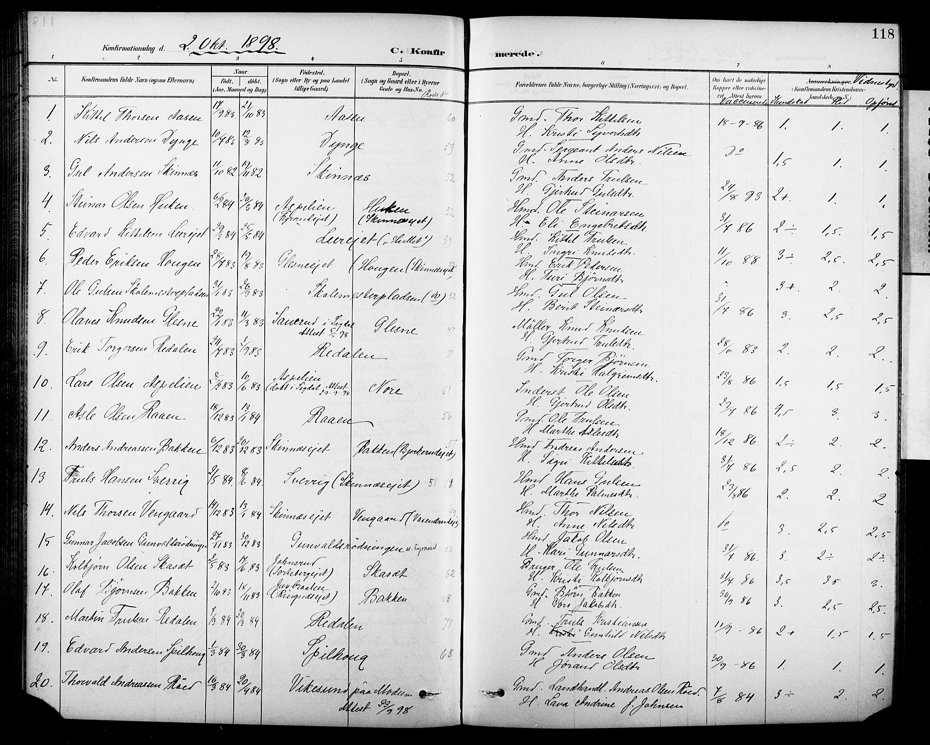 Krødsherad kirkebøker, SAKO/A-19/G/Ga/L0002: Parish register (copy) no. 2, 1894-1918, p. 118