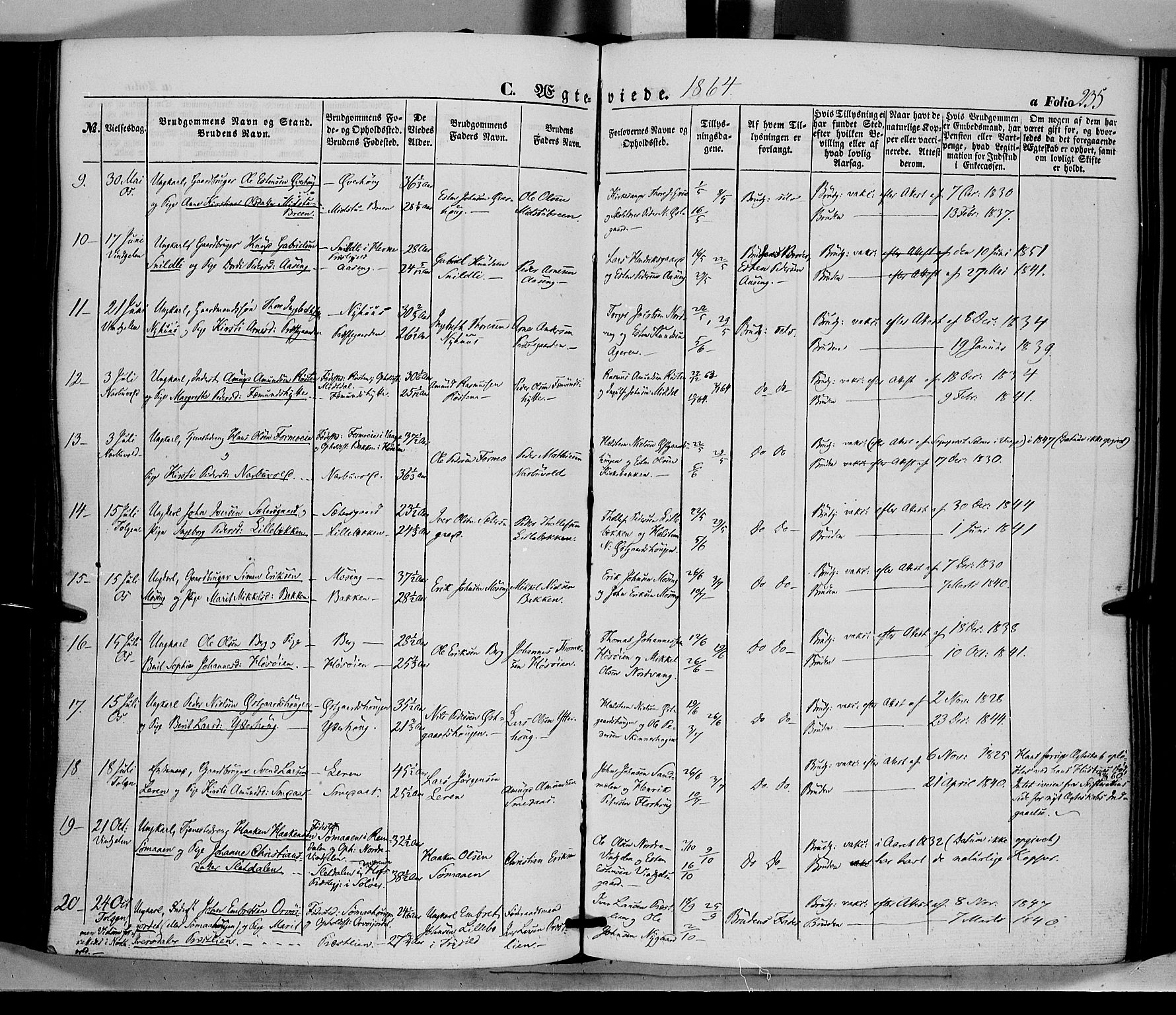 Tolga prestekontor, AV/SAH-PREST-062/K/L0006: Parish register (official) no. 6, 1852-1876, p. 235