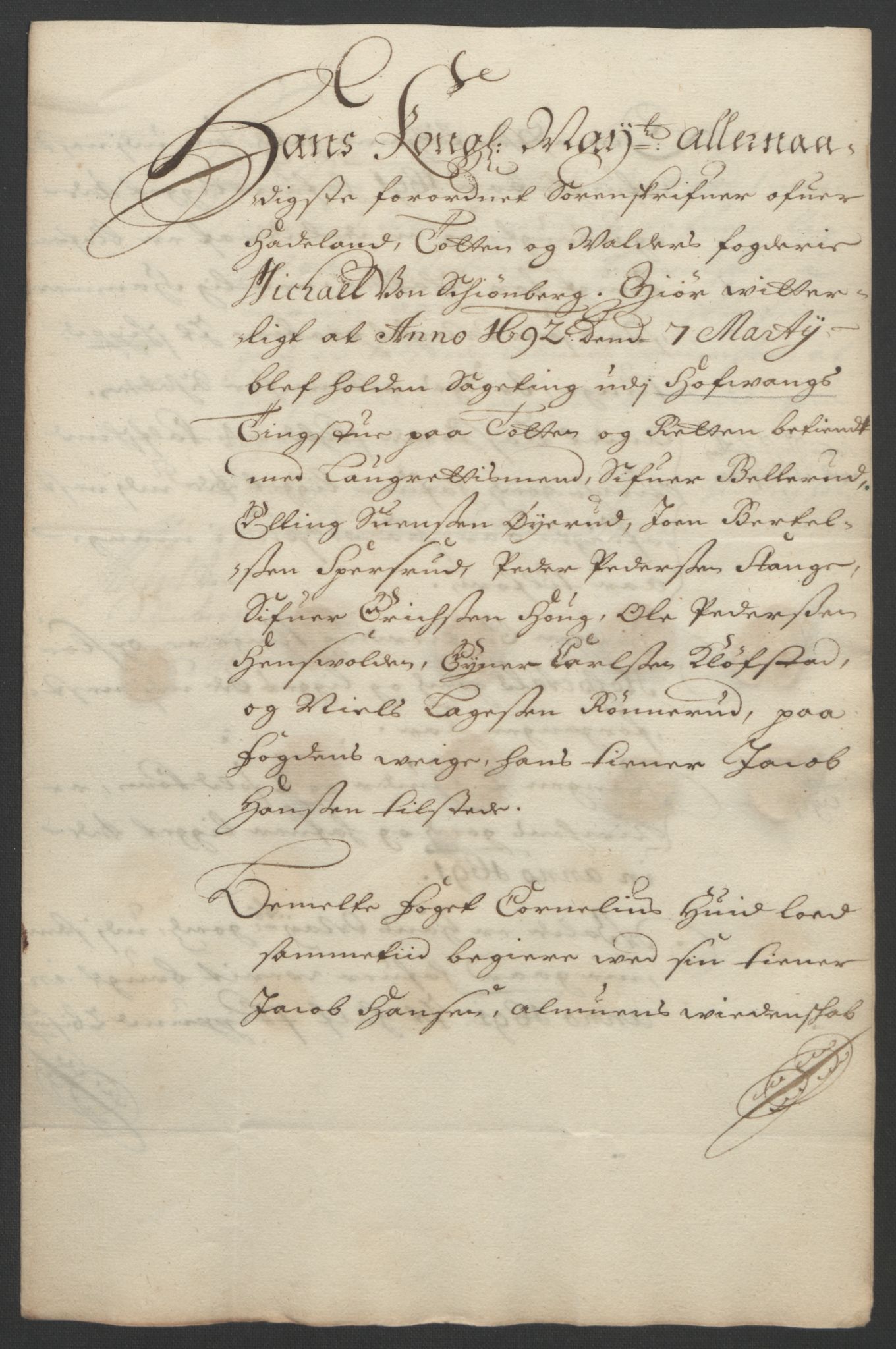 Rentekammeret inntil 1814, Reviderte regnskaper, Fogderegnskap, AV/RA-EA-4092/R18/L1290: Fogderegnskap Hadeland, Toten og Valdres, 1691, p. 296