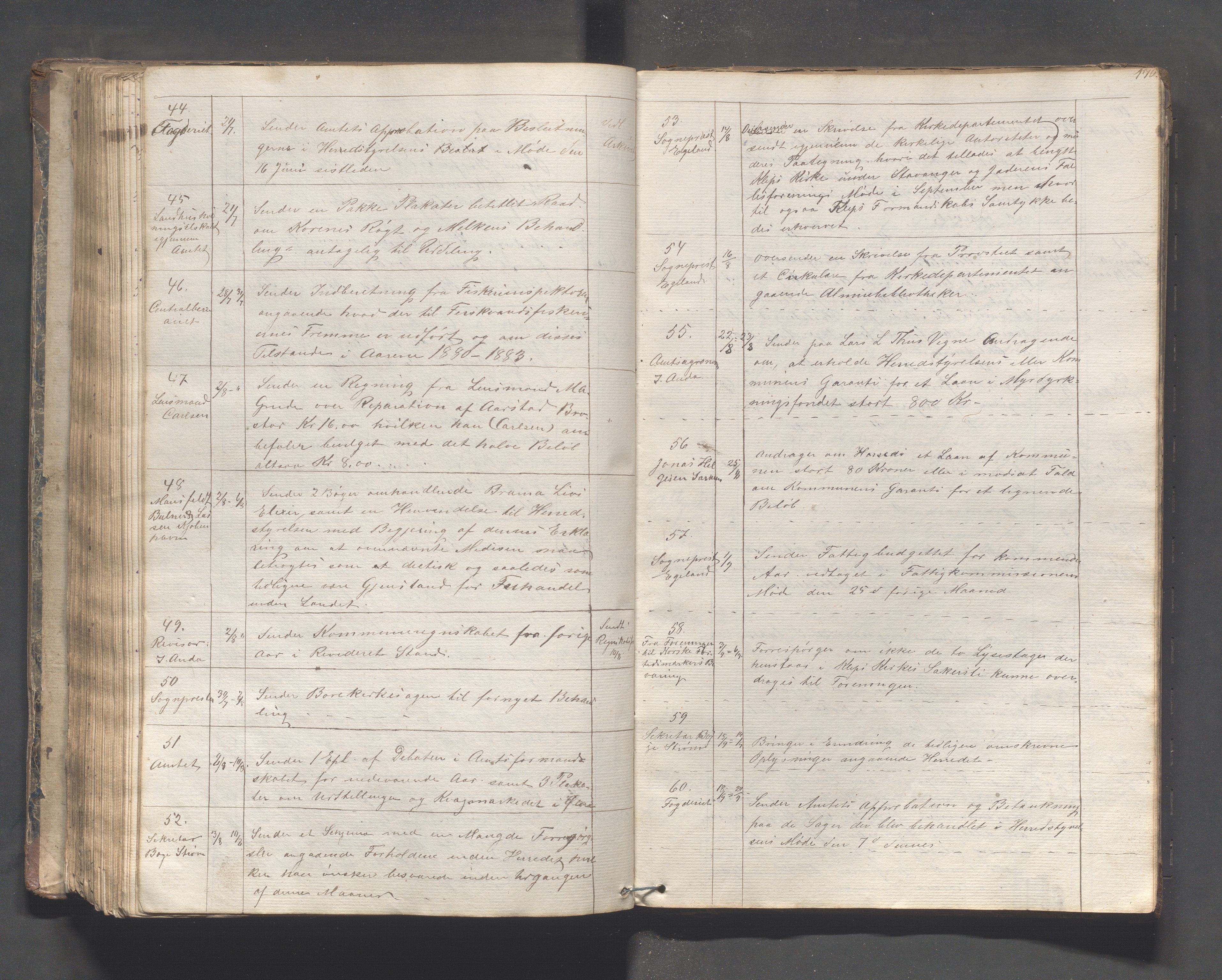 Klepp kommune - Formannskapet, IKAR/K-100277/C/L0001: Brevjournal, 1837-1889, p. 170