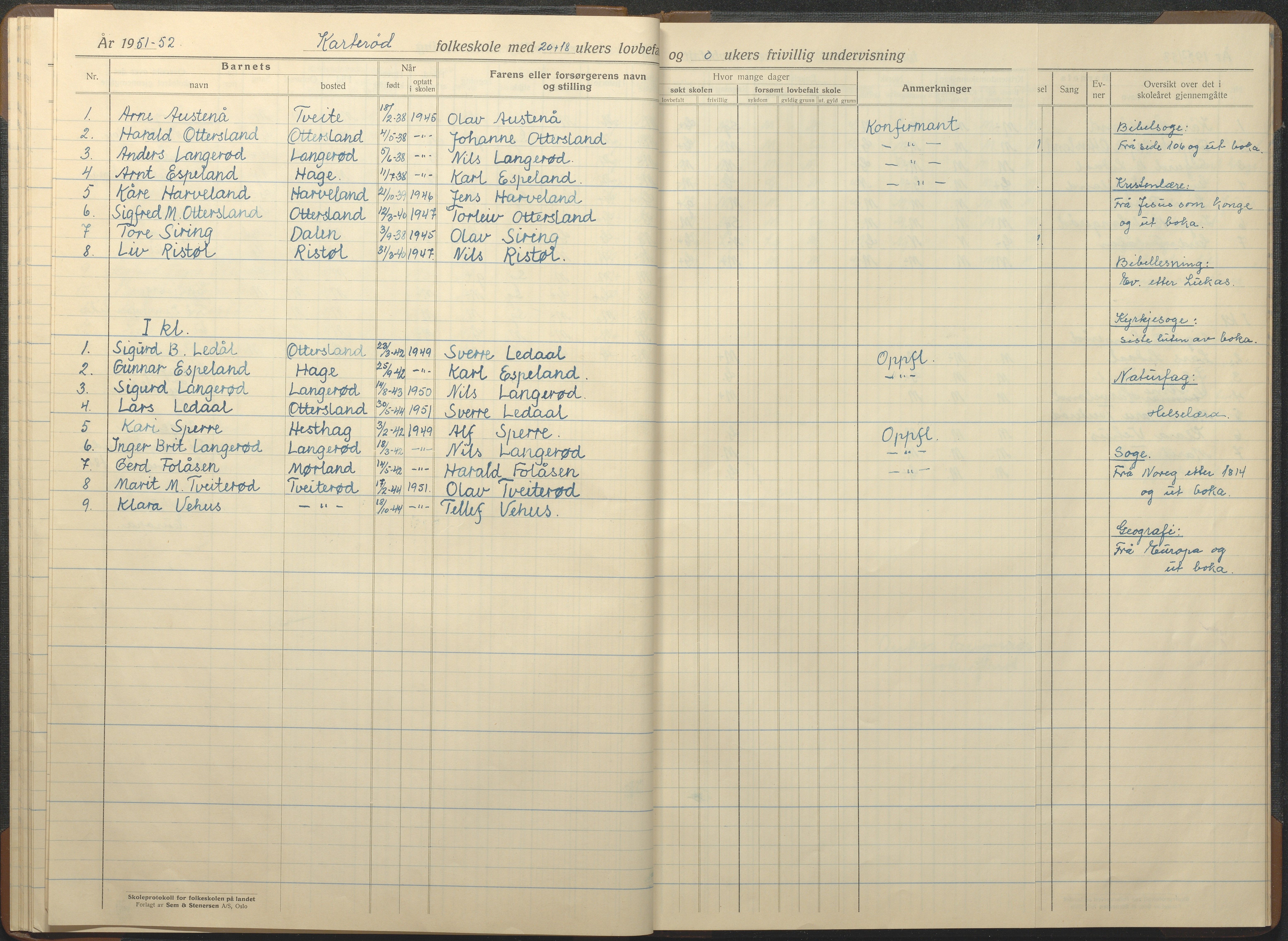 Austre Moland kommune, AAKS/KA0918-PK/09/09c/L0010: Skoleprotokoll, 1938-1955