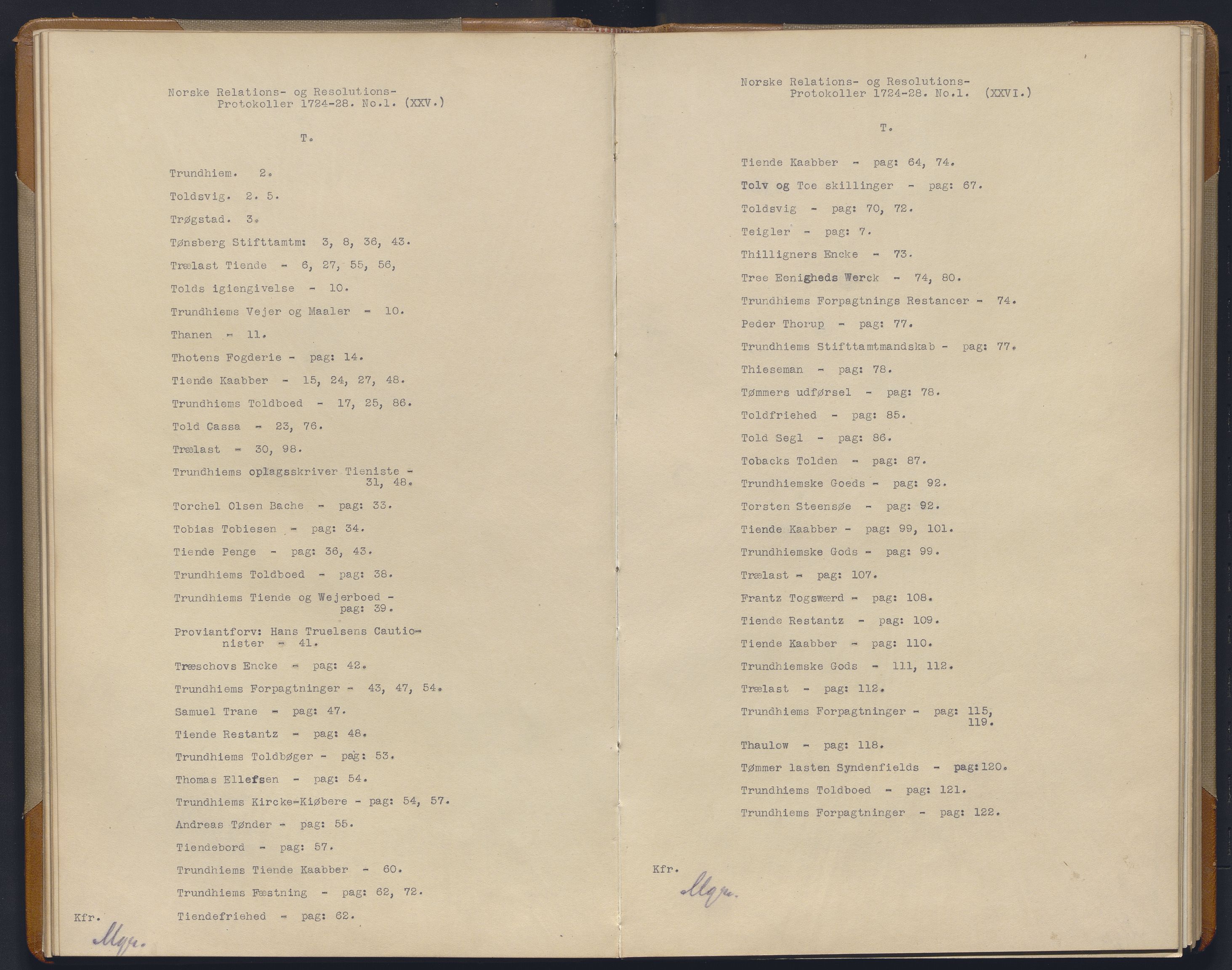 Avskriftsamlingen, AV/RA-EA-4022/F/Fb/L0115: Registratur over norske Relasjons- og resolusjonsprotkoller, 1724-1728, p. 17