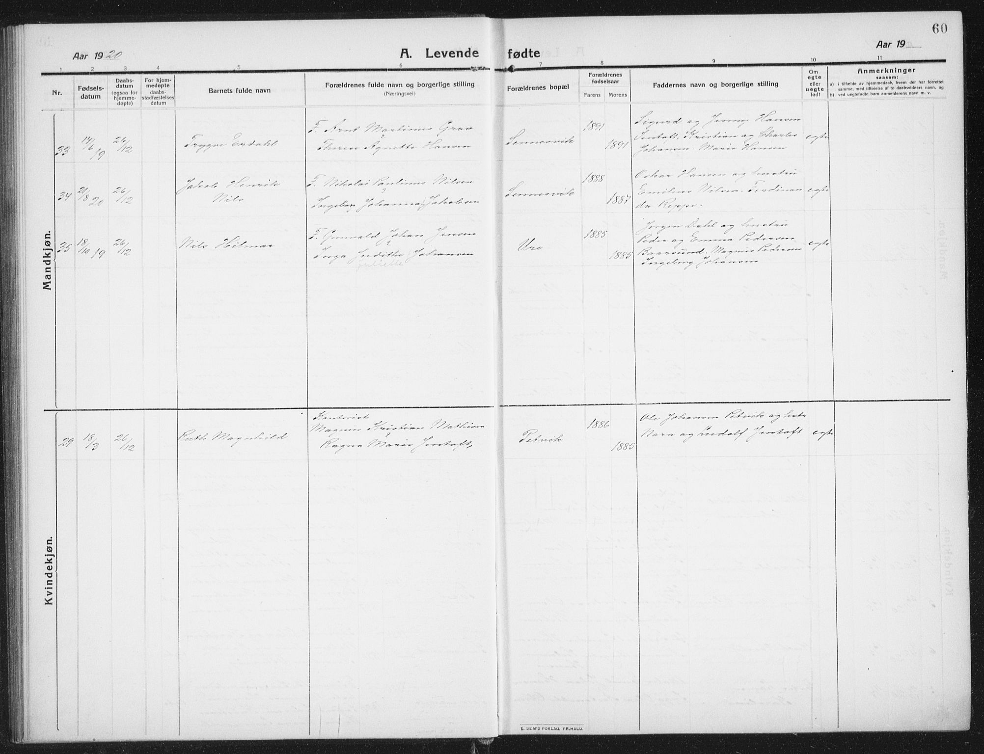 Ministerialprotokoller, klokkerbøker og fødselsregistre - Nordland, SAT/A-1459/882/L1183: Parish register (copy) no. 882C01, 1911-1938, p. 60