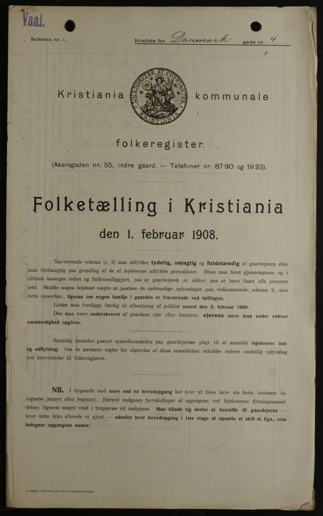 OBA, Municipal Census 1908 for Kristiania, 1908, p. 13635