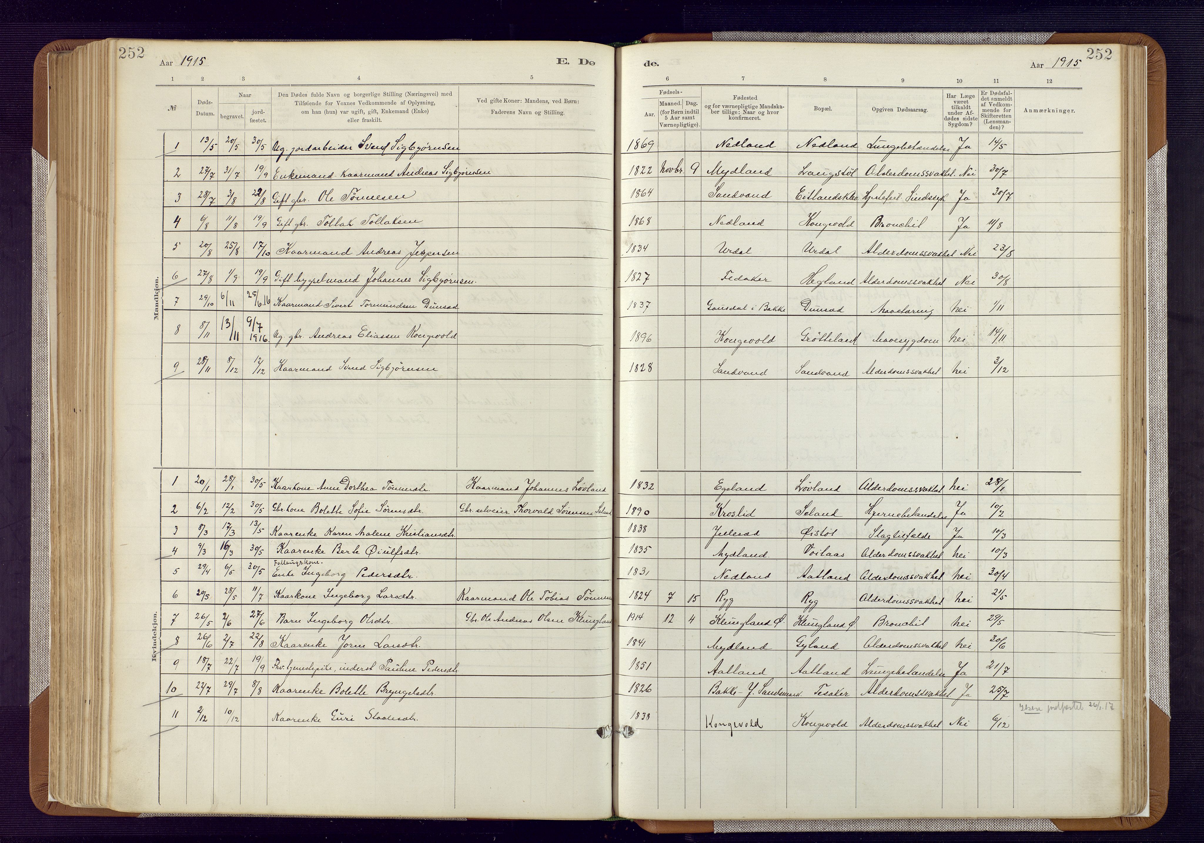 Bakke sokneprestkontor, AV/SAK-1111-0002/F/Fa/Fab/L0003: Parish register (official) no. A 3, 1884-1921, p. 252