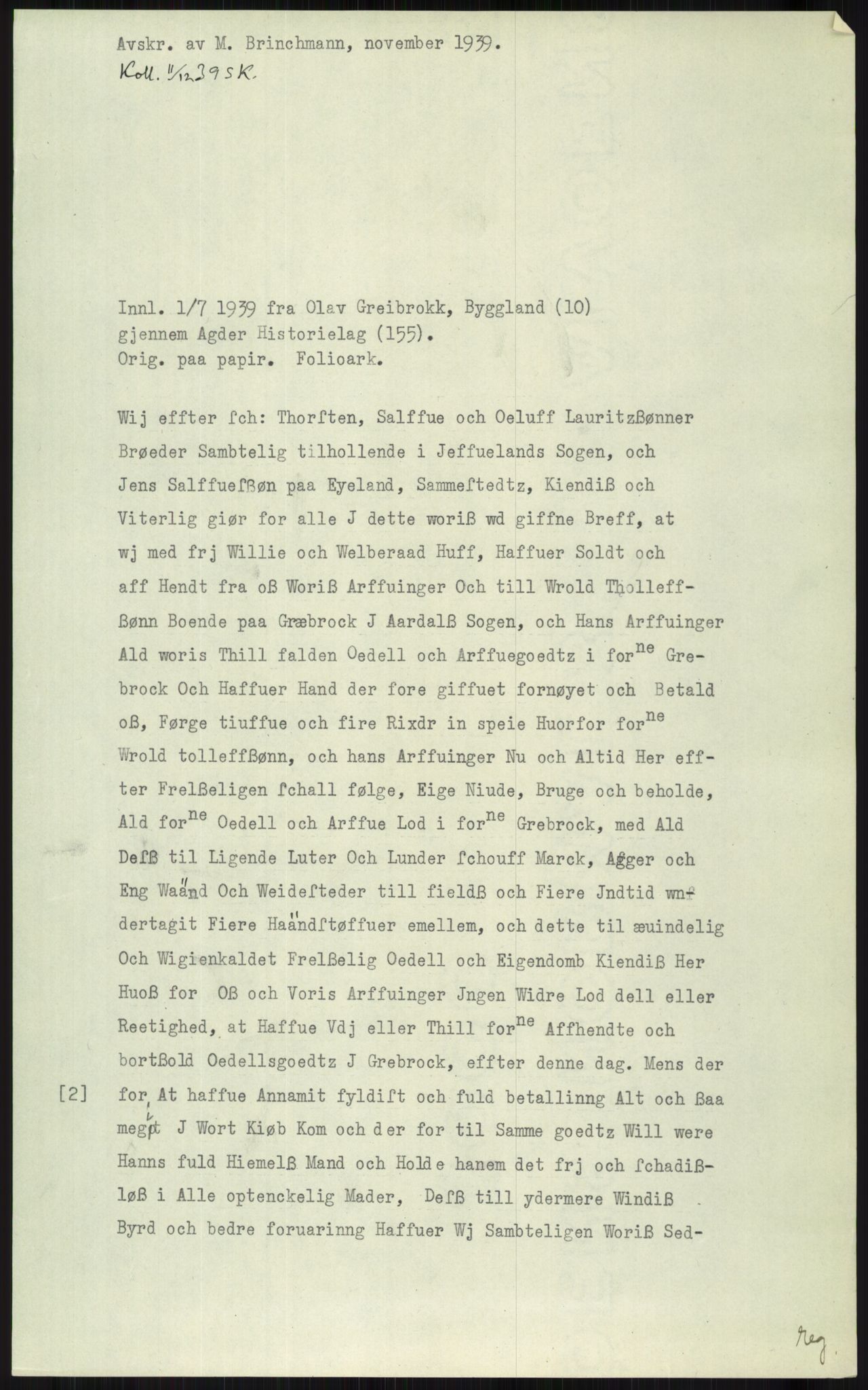 Samlinger til kildeutgivelse, Diplomavskriftsamlingen, AV/RA-EA-4053/H/Ha, p. 2419