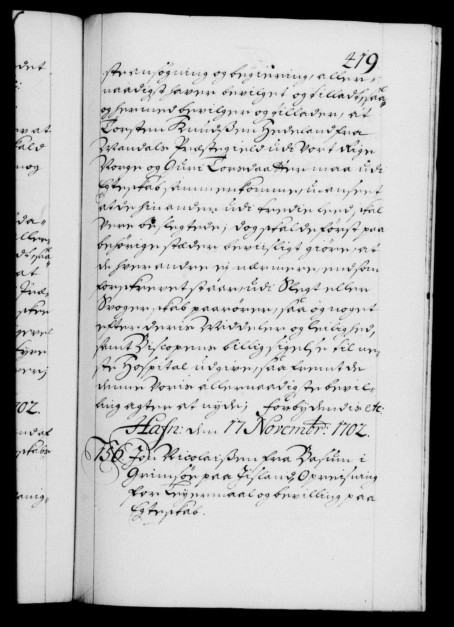 Danske Kanselli 1572-1799, AV/RA-EA-3023/F/Fc/Fca/Fcaa/L0018: Norske registre, 1699-1703, p. 419a