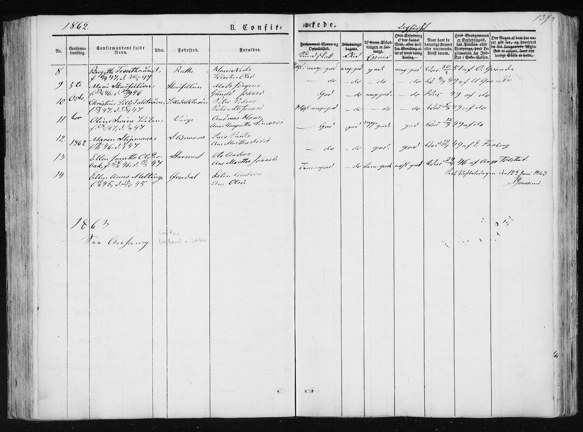 Ministerialprotokoller, klokkerbøker og fødselsregistre - Nord-Trøndelag, AV/SAT-A-1458/733/L0323: Parish register (official) no. 733A02, 1843-1870, p. 139