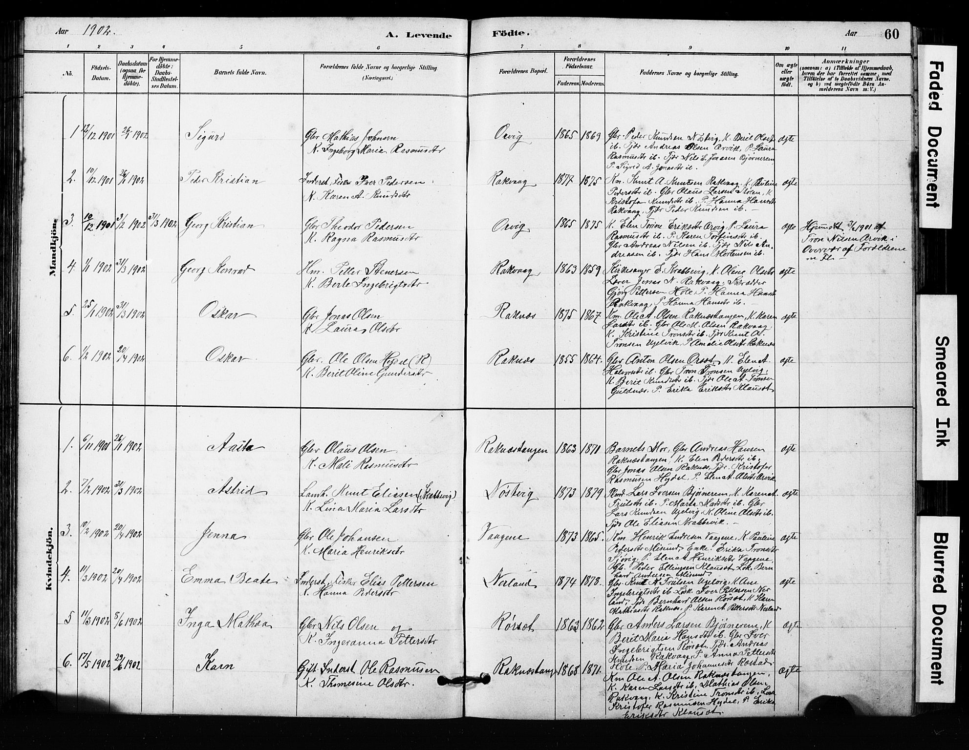 Ministerialprotokoller, klokkerbøker og fødselsregistre - Møre og Romsdal, SAT/A-1454/563/L0737: Parish register (copy) no. 563C01, 1878-1916, p. 60