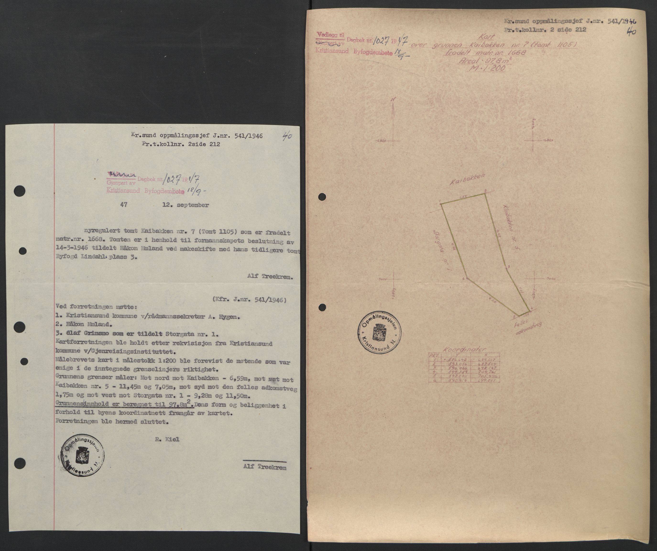 Kristiansund byfogd, AV/SAT-A-4587/A/27: Mortgage book no. 42, 1947-1950, Diary no: : 1027/1947