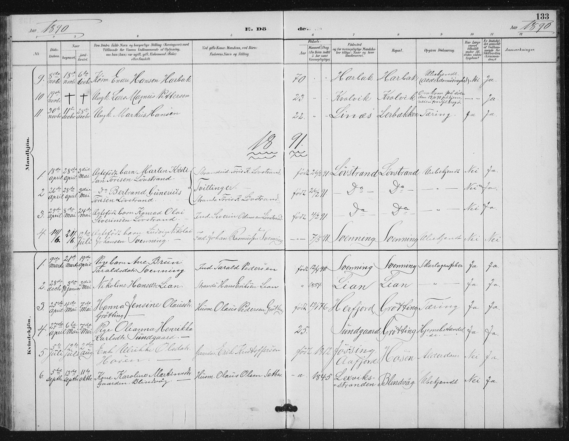 Ministerialprotokoller, klokkerbøker og fødselsregistre - Sør-Trøndelag, SAT/A-1456/656/L0698: Parish register (copy) no. 656C04, 1890-1904, p. 133