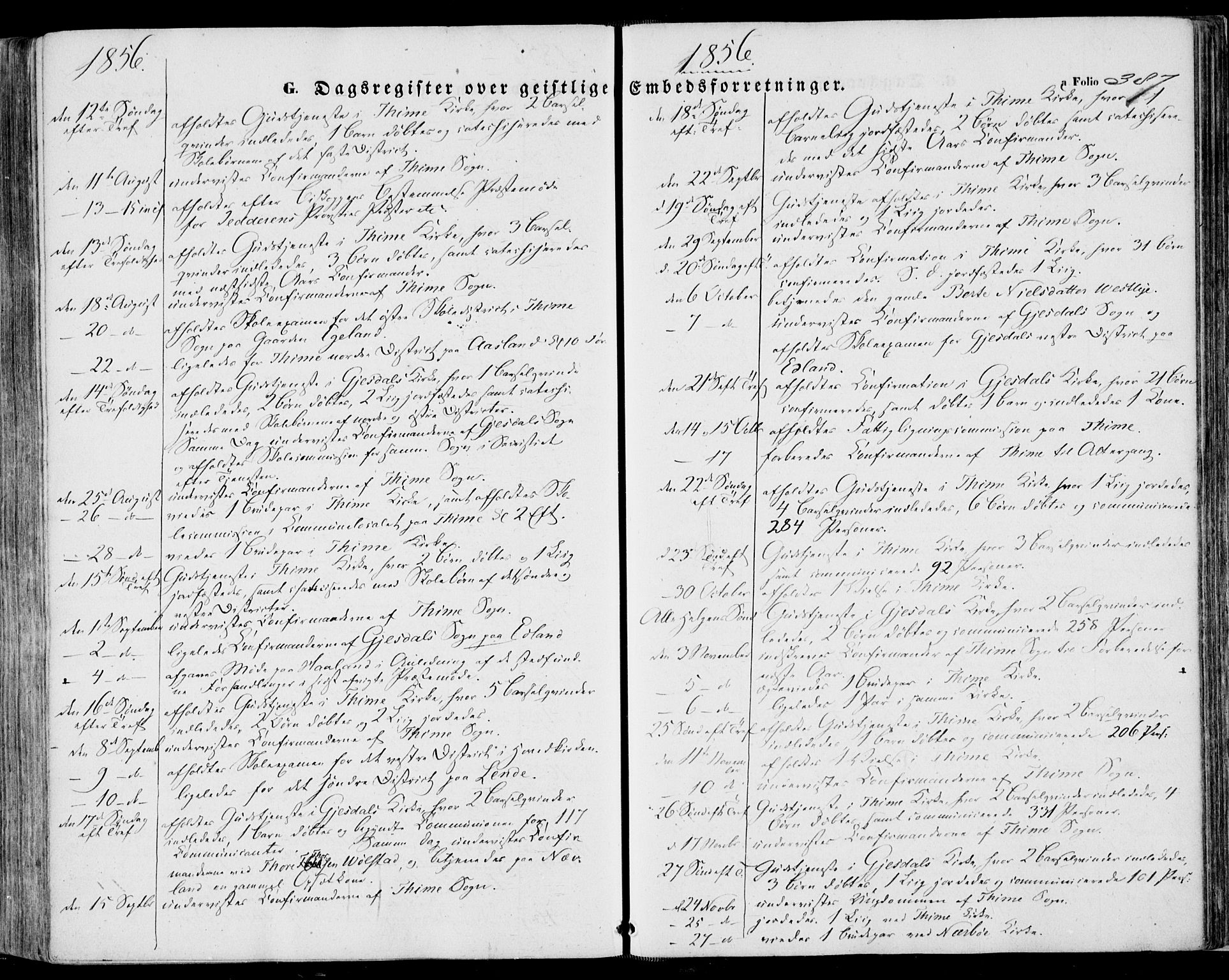 Lye sokneprestkontor, SAST/A-101794/001/30BA/L0007: Parish register (official) no. A 6, 1856-1871, p. 387