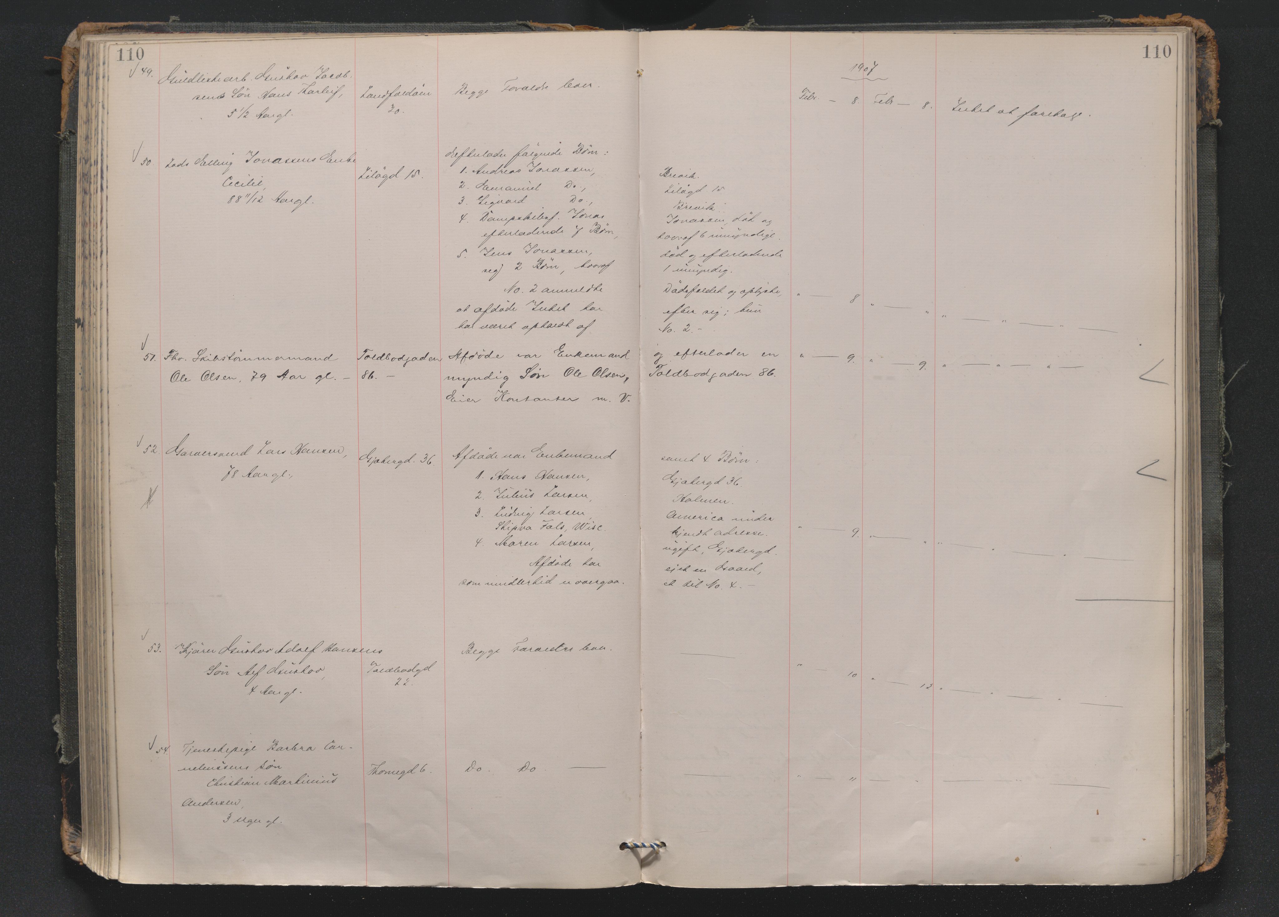 Drammen byfogd, AV/SAKO-A-222/H/Ha/Haa/L0010: Dødsjournal., 1905-1909, p. 110