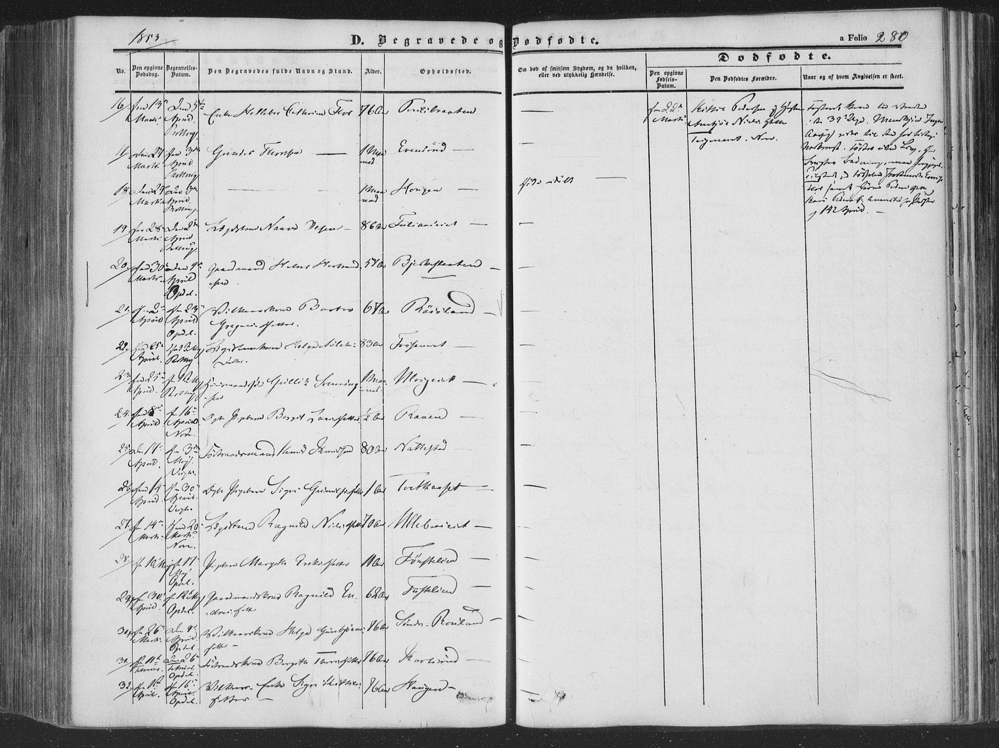 Rollag kirkebøker, AV/SAKO-A-240/F/Fa/L0008: Parish register (official) no. I 8, 1847-1860, p. 280