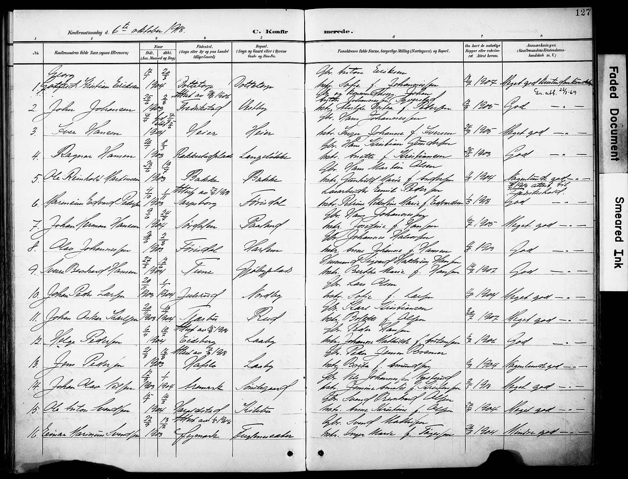 Rakkestad prestekontor Kirkebøker, AV/SAO-A-2008/F/Fb/L0002: Parish register (official) no. II 2, 1900-1920, p. 127