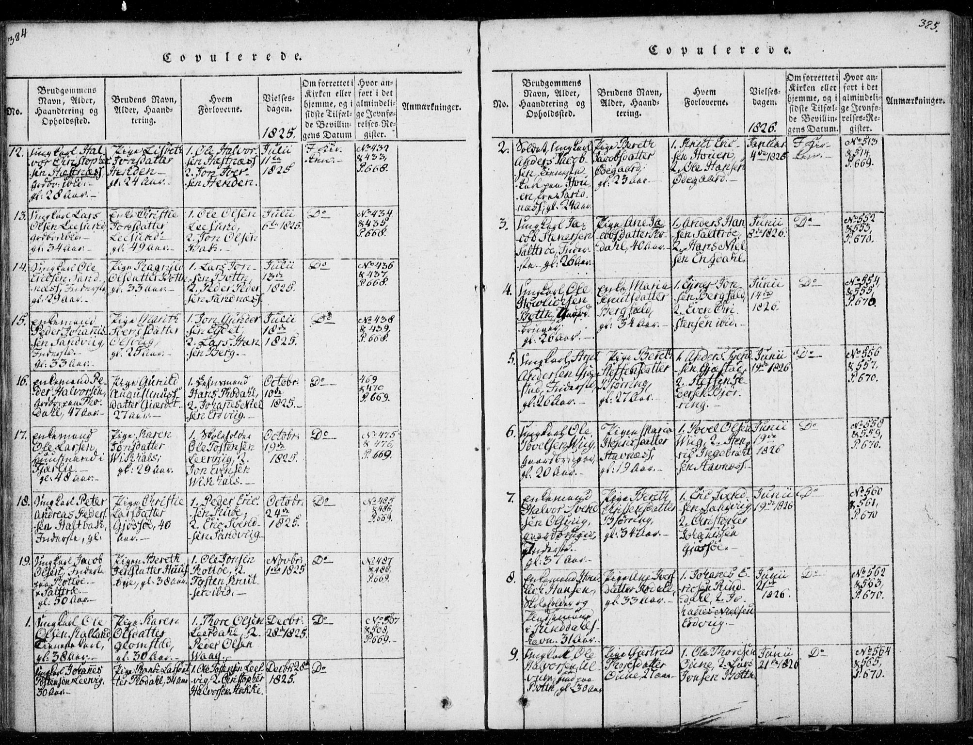 Ministerialprotokoller, klokkerbøker og fødselsregistre - Møre og Romsdal, SAT/A-1454/578/L0903: Parish register (official) no. 578A02, 1819-1838, p. 384-385