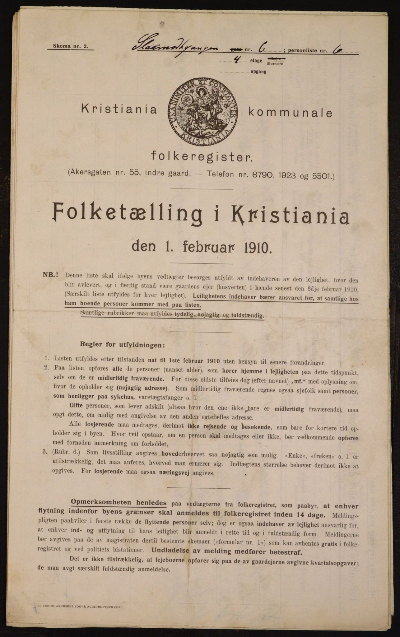 OBA, Municipal Census 1910 for Kristiania, 1910, p. 92445