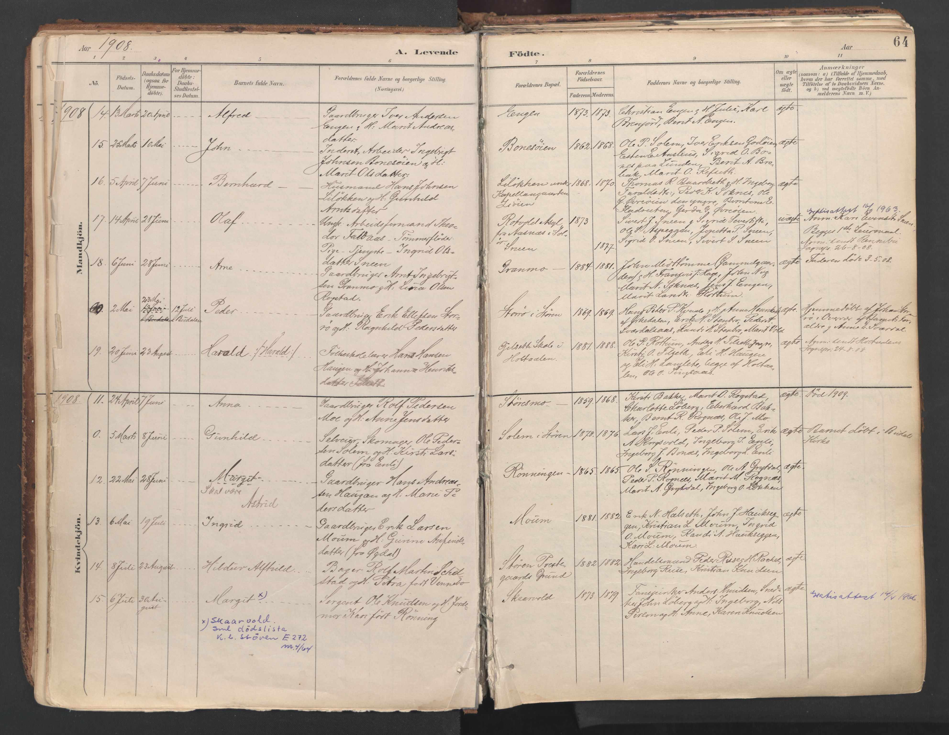Ministerialprotokoller, klokkerbøker og fødselsregistre - Sør-Trøndelag, SAT/A-1456/687/L1004: Parish register (official) no. 687A10, 1891-1923, p. 64