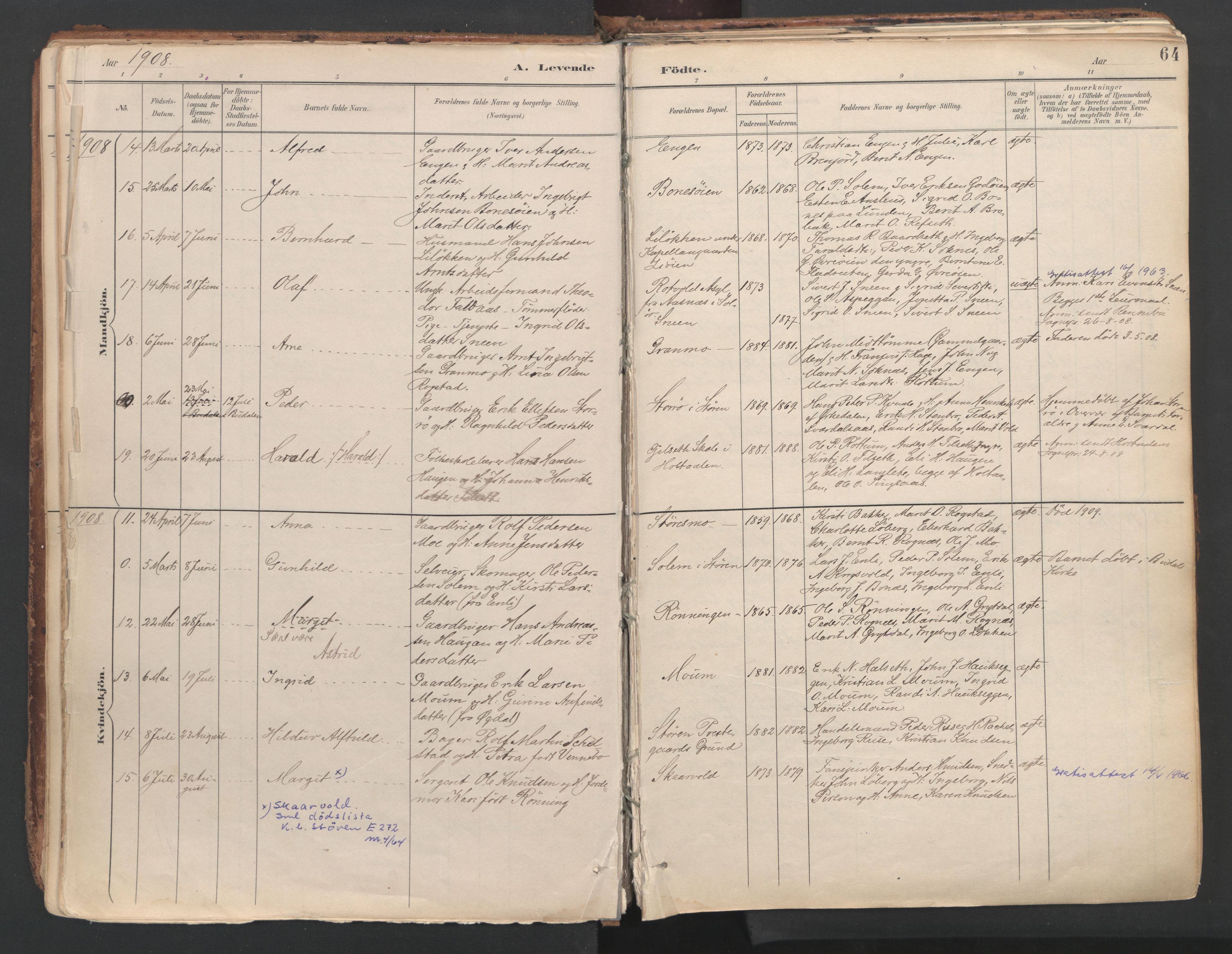 Ministerialprotokoller, klokkerbøker og fødselsregistre - Sør-Trøndelag, AV/SAT-A-1456/687/L1004: Parish register (official) no. 687A10, 1891-1923, p. 64