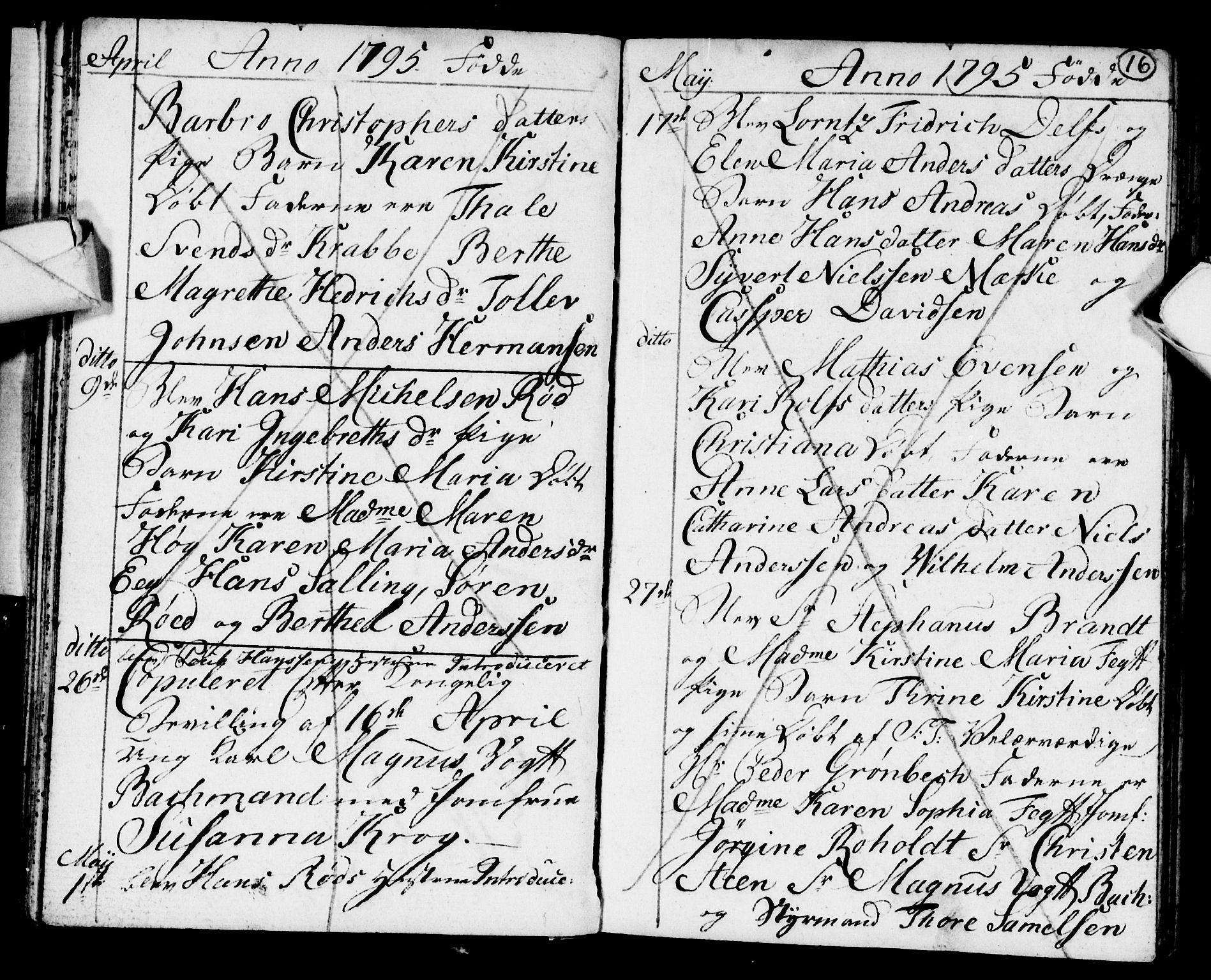 Strømsø kirkebøker, AV/SAKO-A-246/F/Fb/L0003: Parish register (official) no. II 3, 1793-1799, p. 16