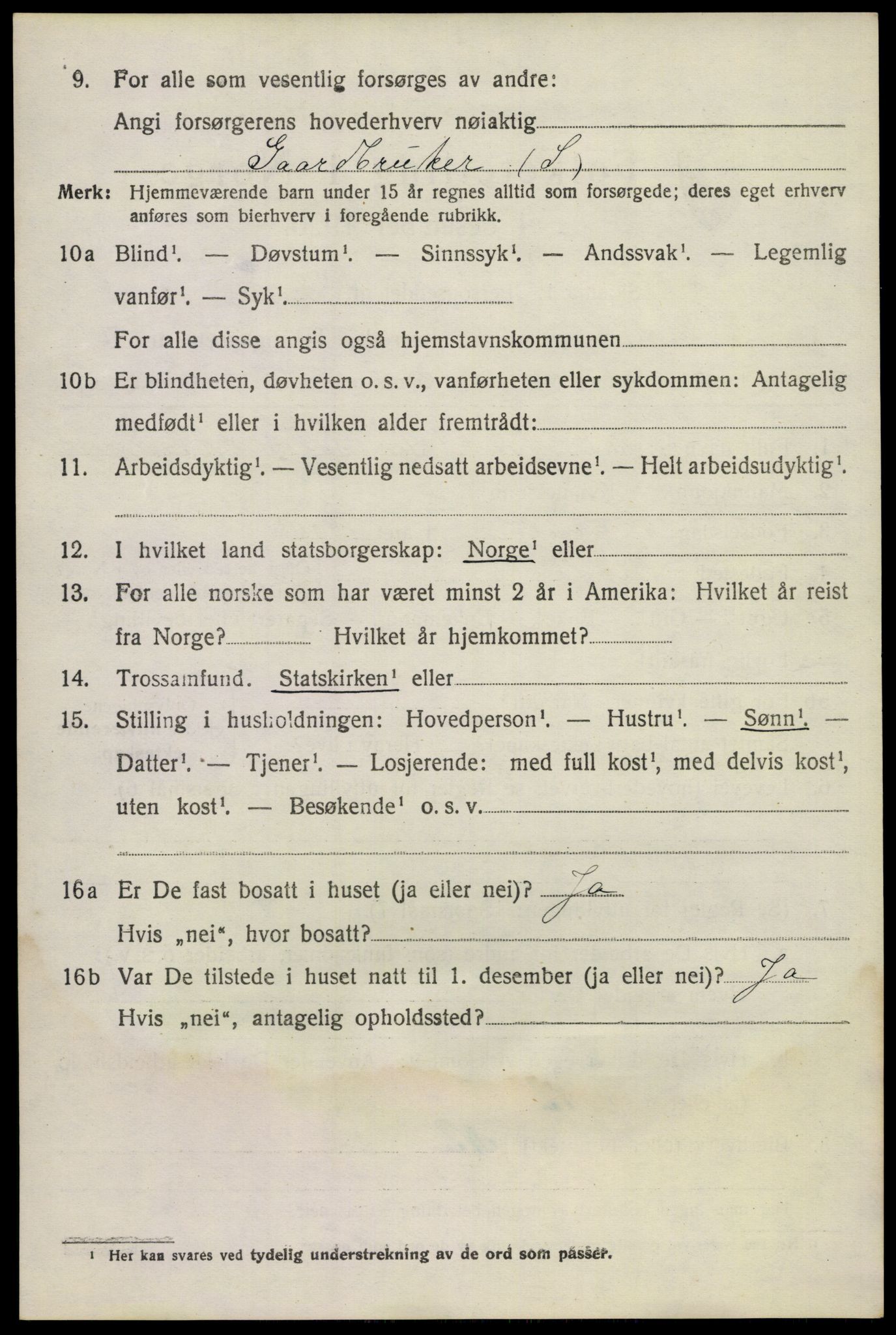 SAKO, 1920 census for Lunde, 1920, p. 3208