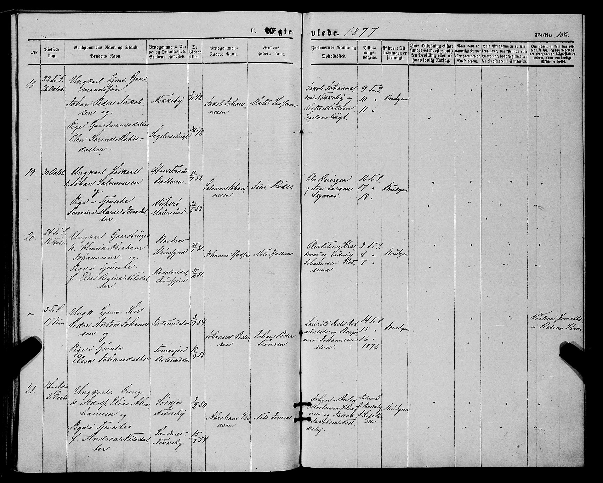 Skjervøy sokneprestkontor, SATØ/S-1300/H/Ha/Haa/L0008kirke: Parish register (official) no. 8, 1871-1877, p. 156