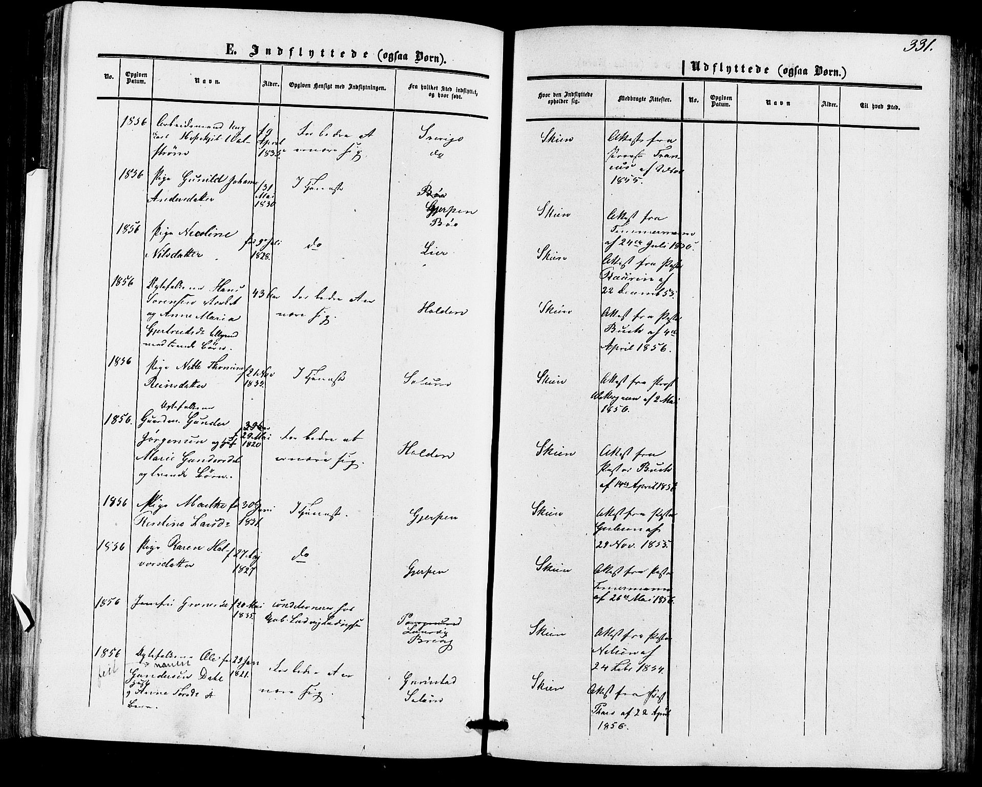 Skien kirkebøker, SAKO/A-302/F/Fa/L0007: Parish register (official) no. 7, 1856-1865, p. 331