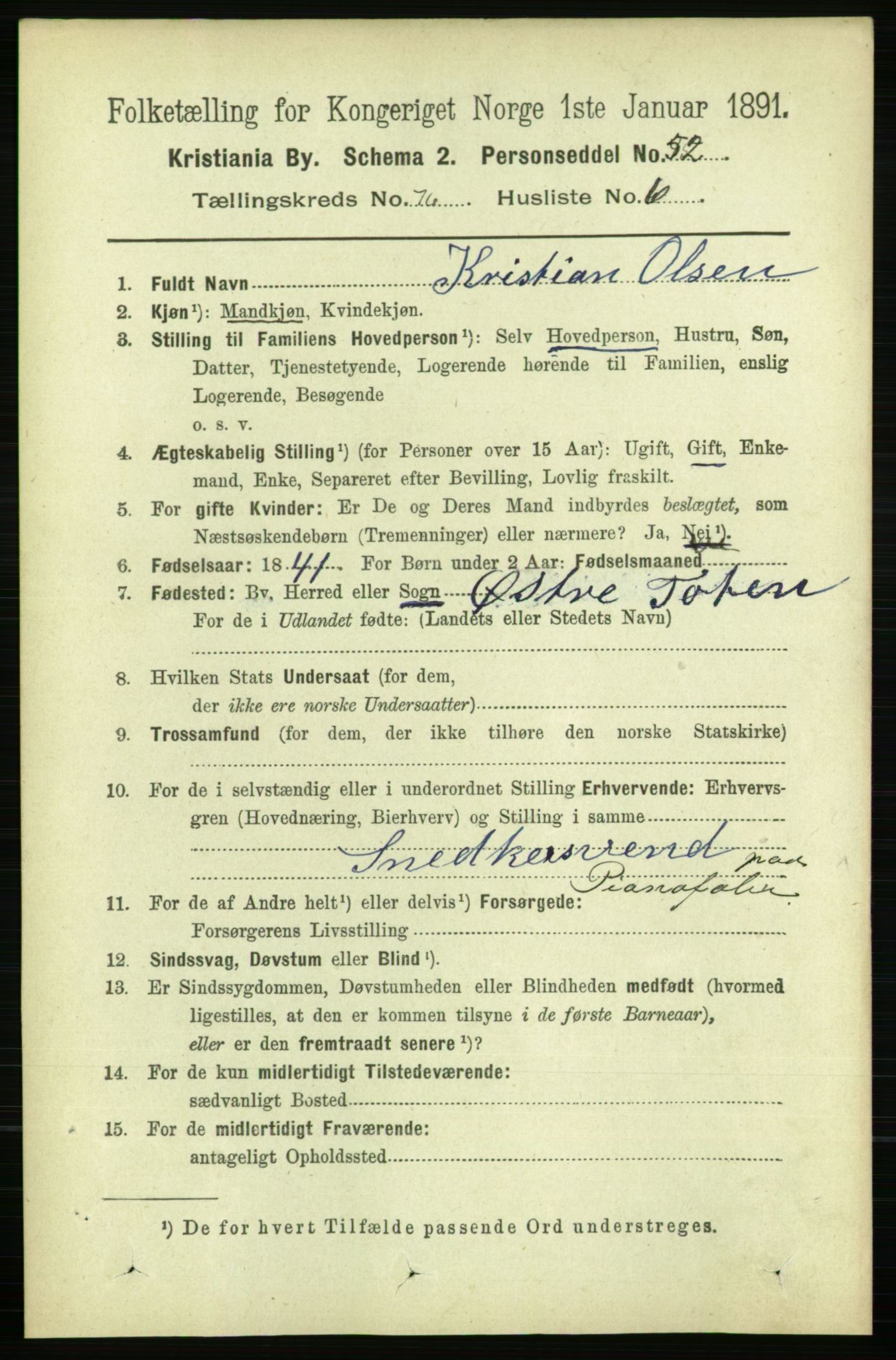 RA, 1891 census for 0301 Kristiania, 1891, p. 40351