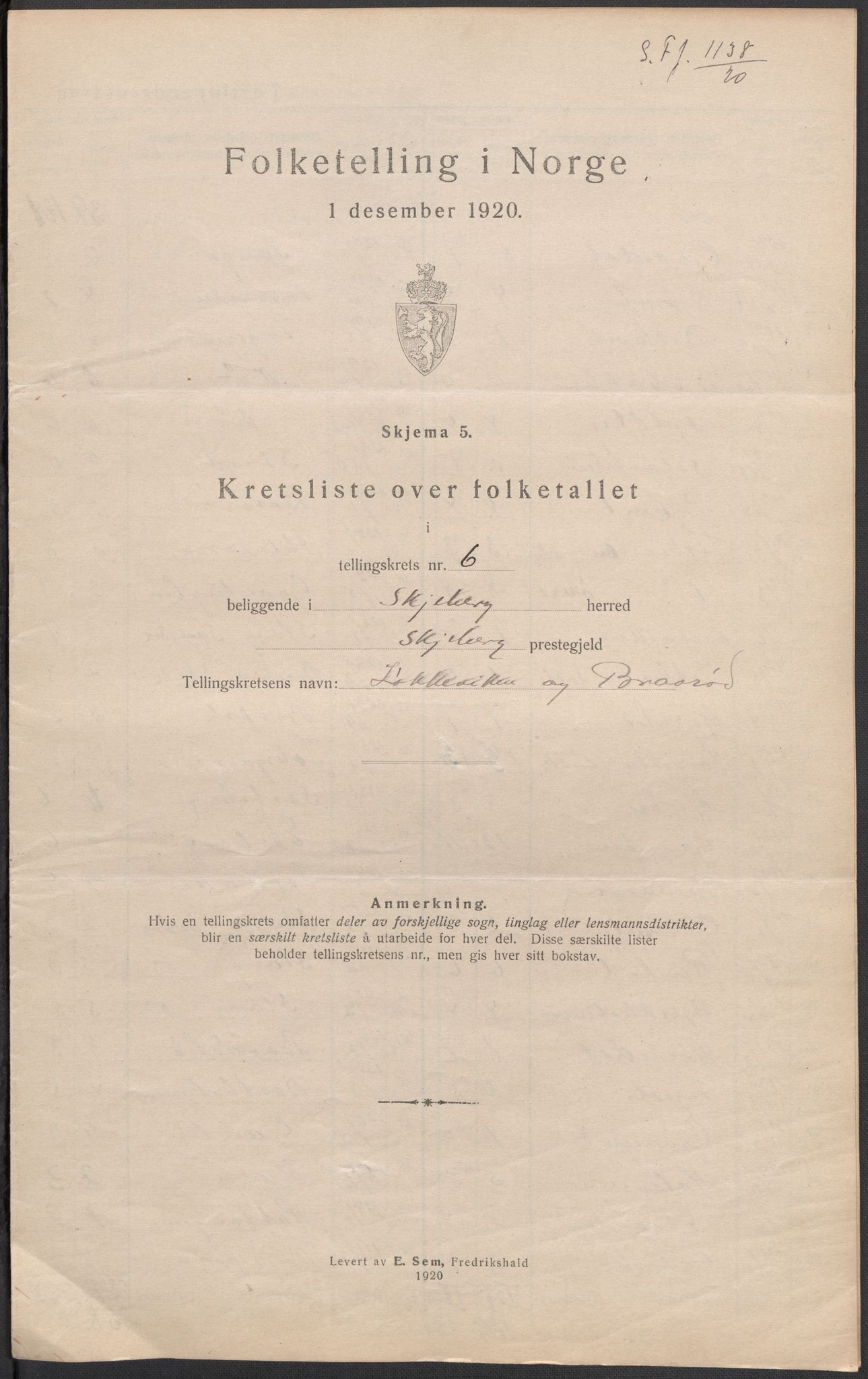 SAO, 1920 census for Skjeberg, 1920, p. 24