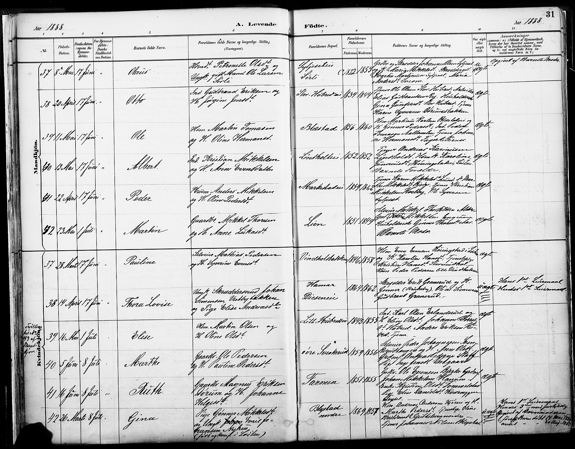 Vang prestekontor, Hedmark, AV/SAH-PREST-008/H/Ha/Haa/L0019A: Parish register (official) no. 19, 1886-1900, p. 31