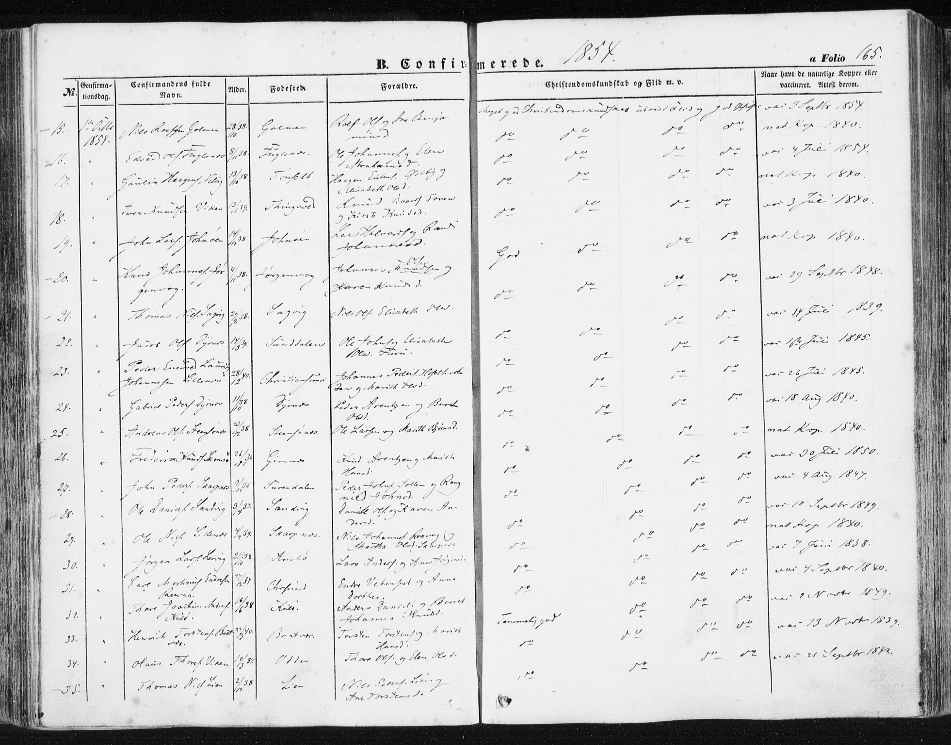 Ministerialprotokoller, klokkerbøker og fødselsregistre - Møre og Romsdal, AV/SAT-A-1454/581/L0937: Parish register (official) no. 581A05, 1853-1872, p. 165